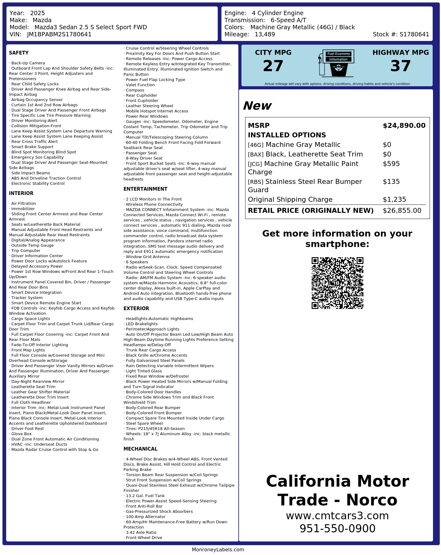 Monroney Label
