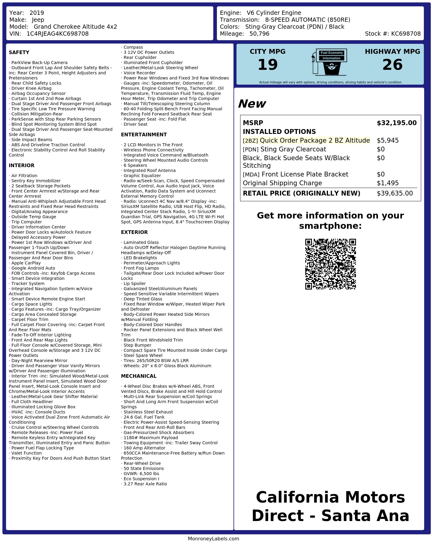 Monroney Label