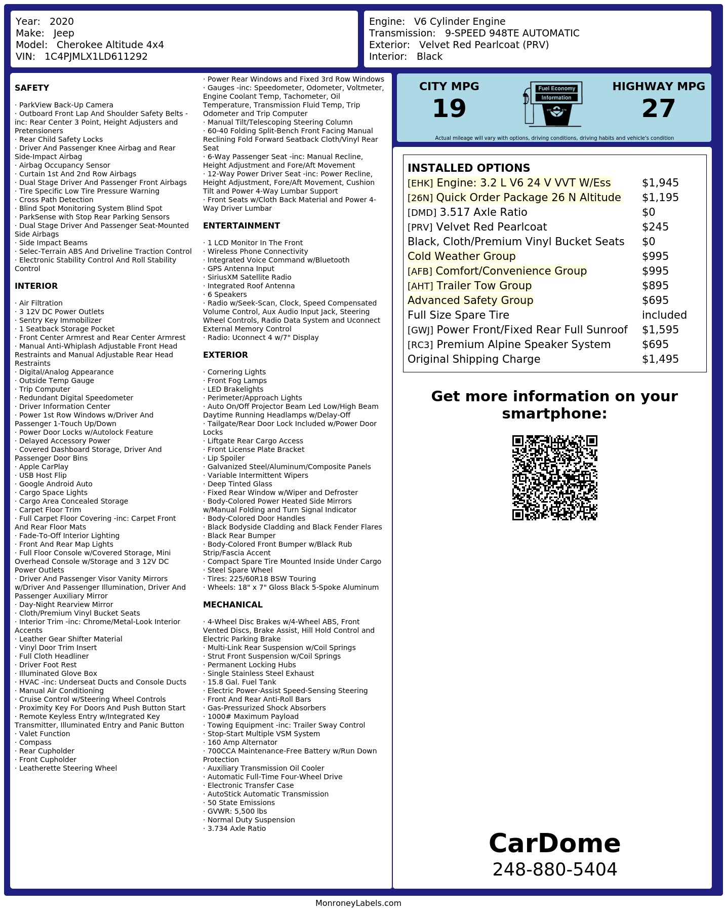 Monroney Label