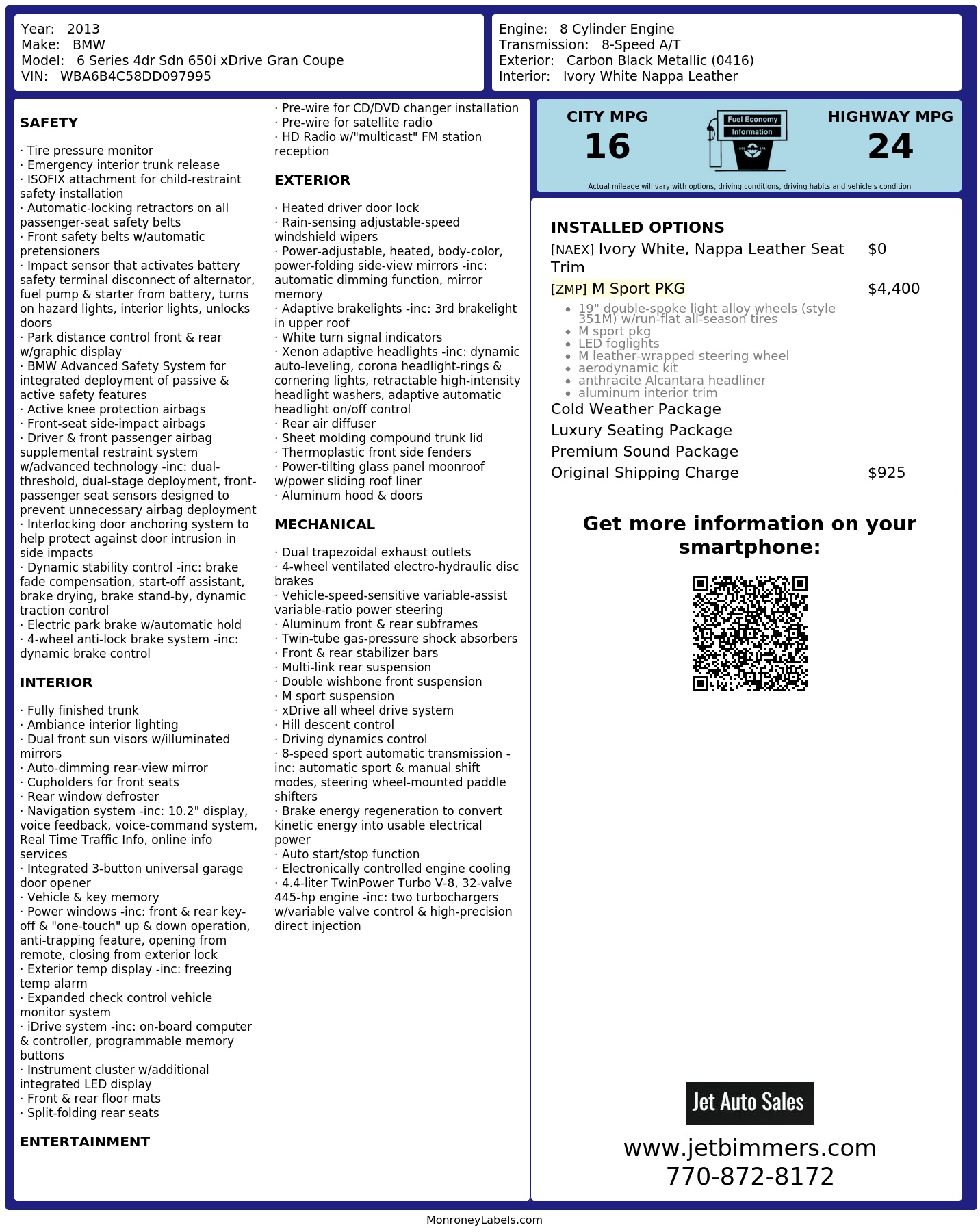 Monroney Label