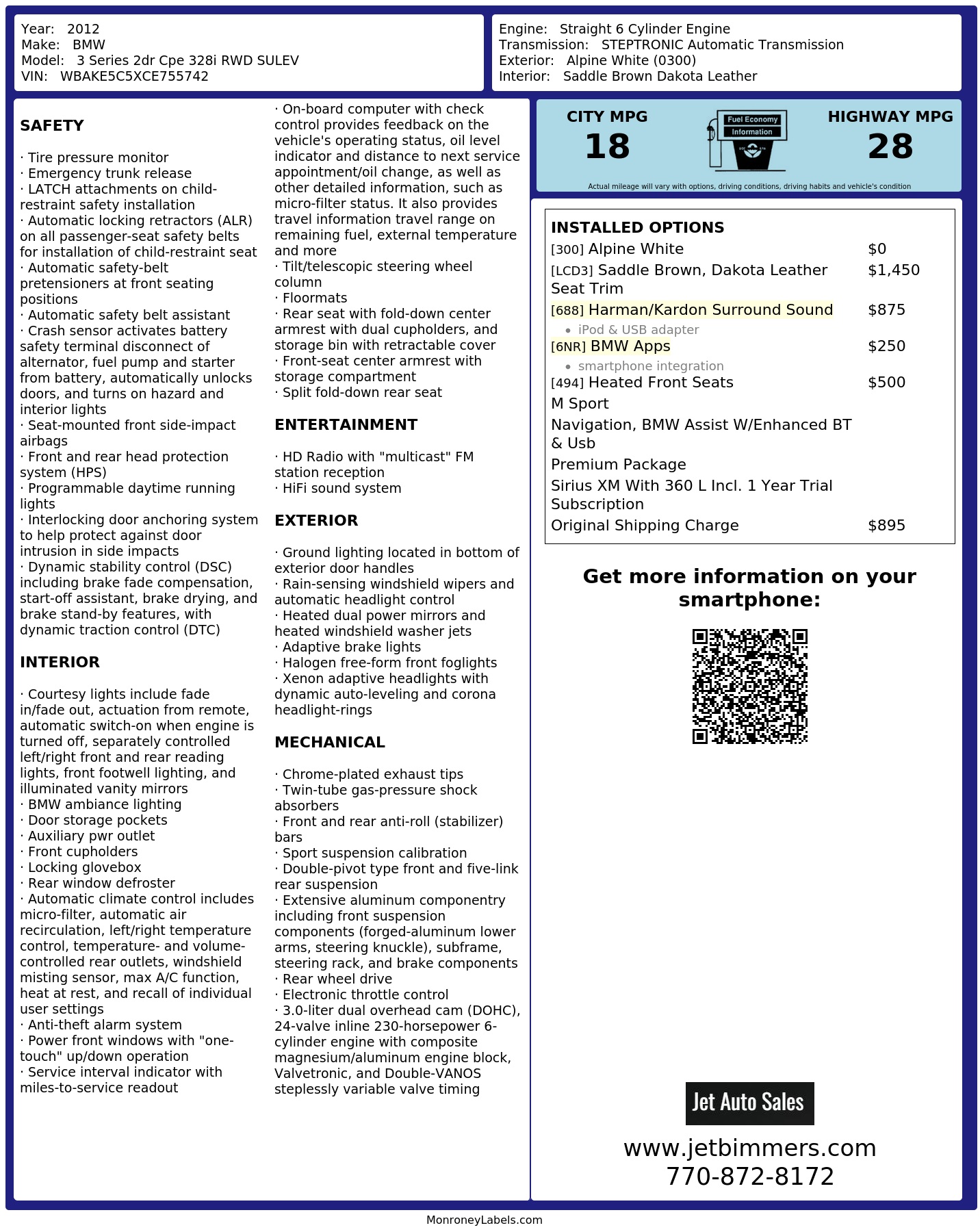 Monroney Label