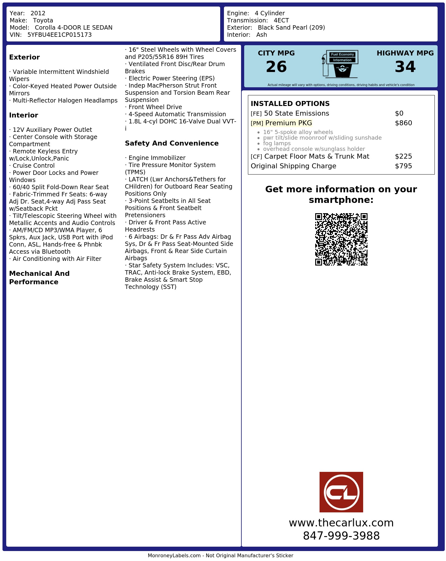 Monroney Label