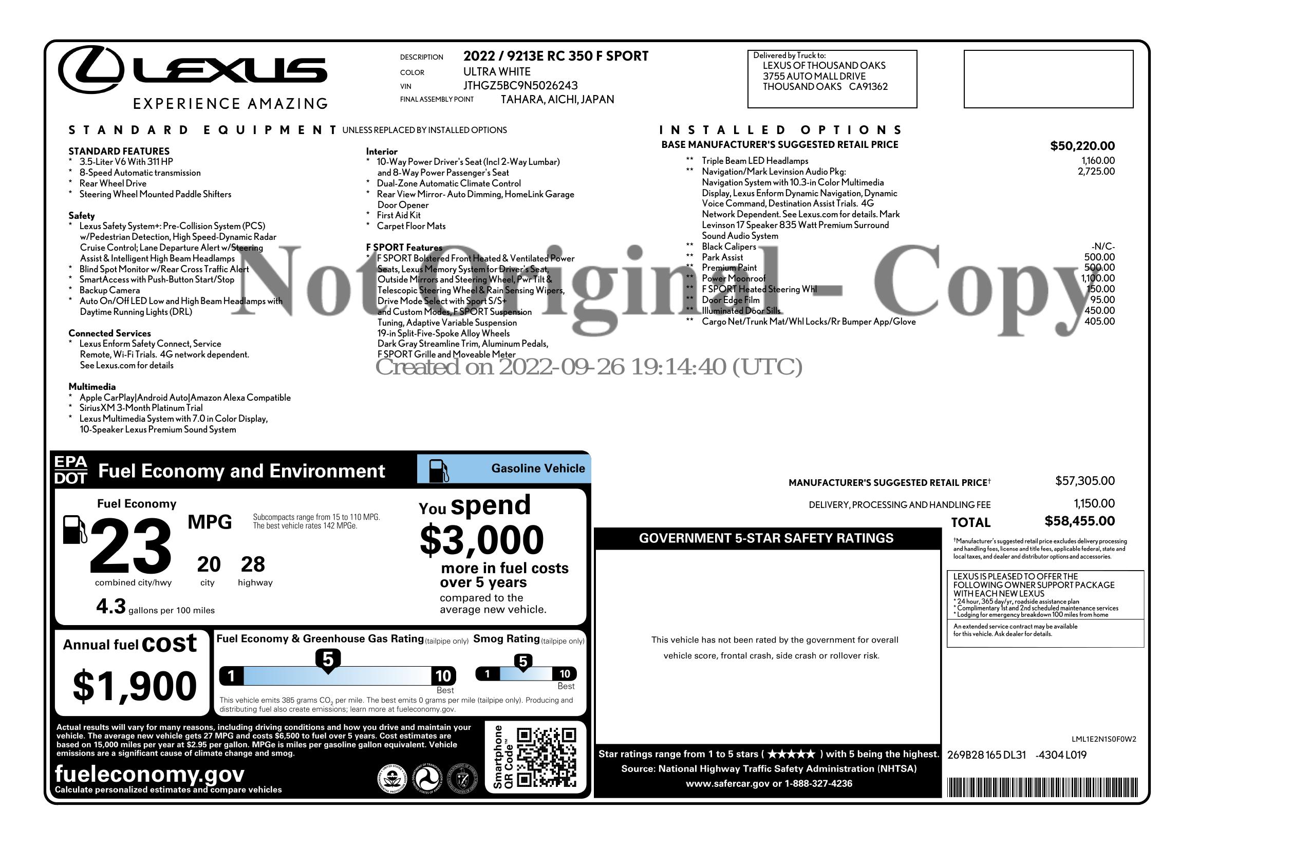 Monroney Label