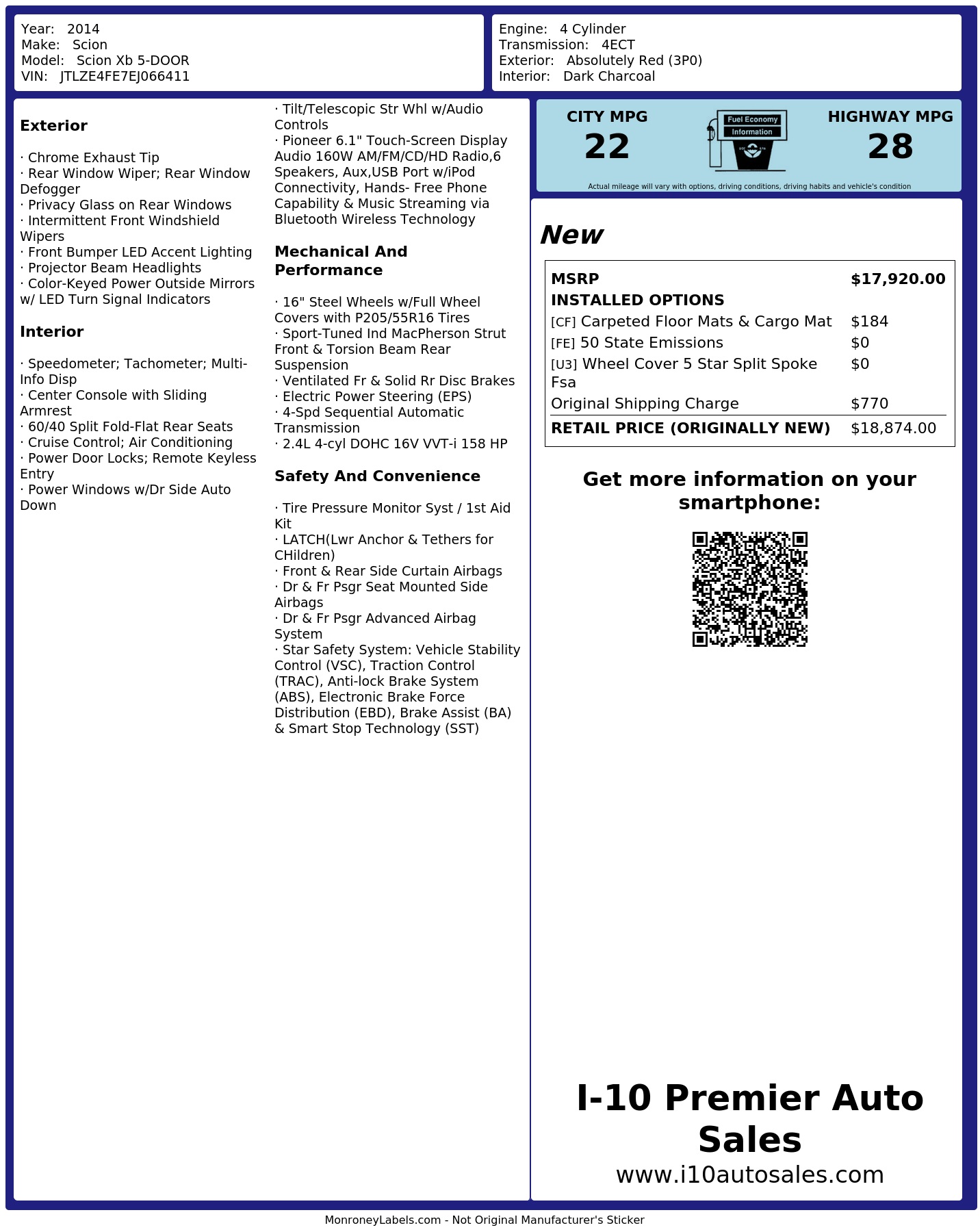 Monroney Label