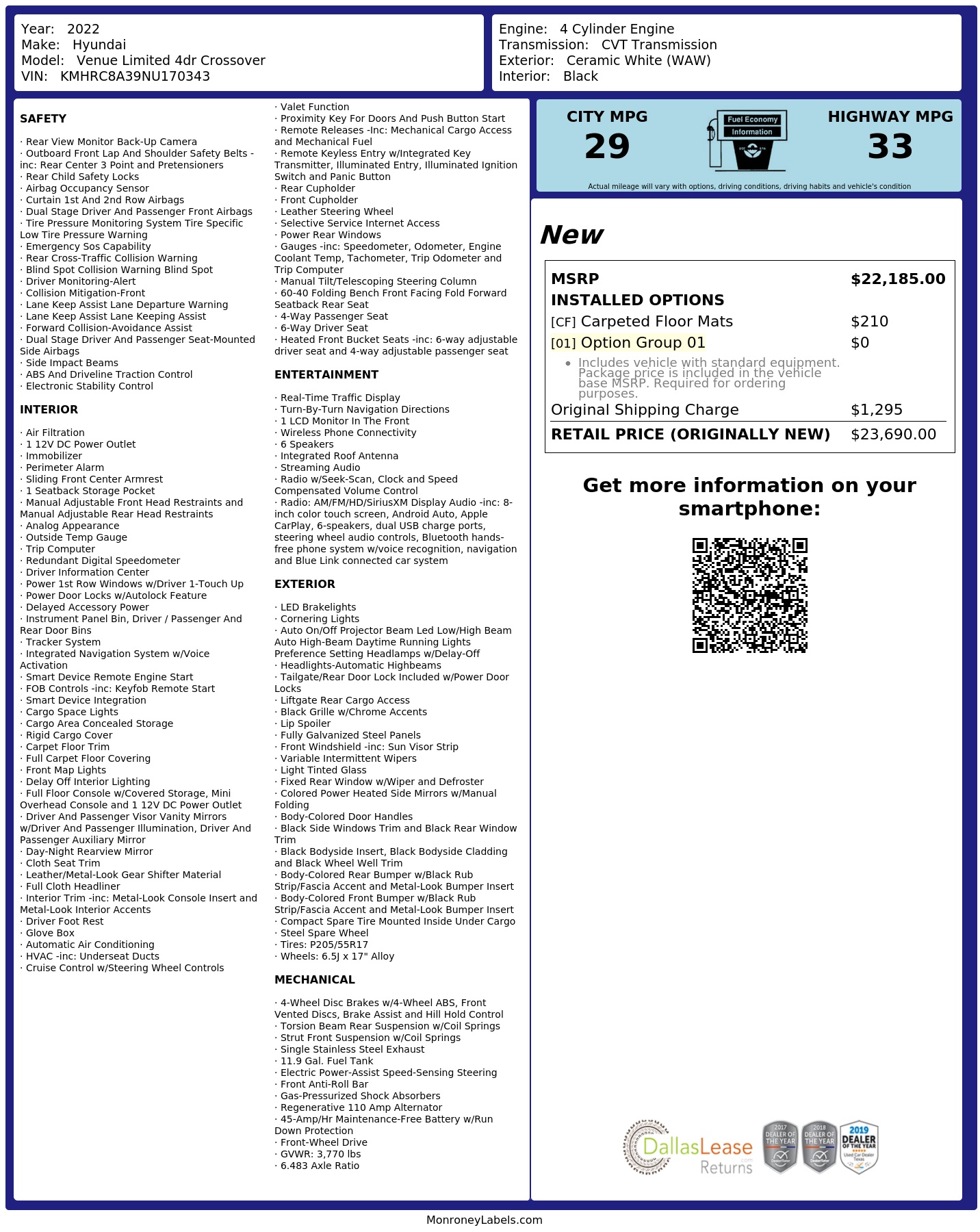 Monroney Label