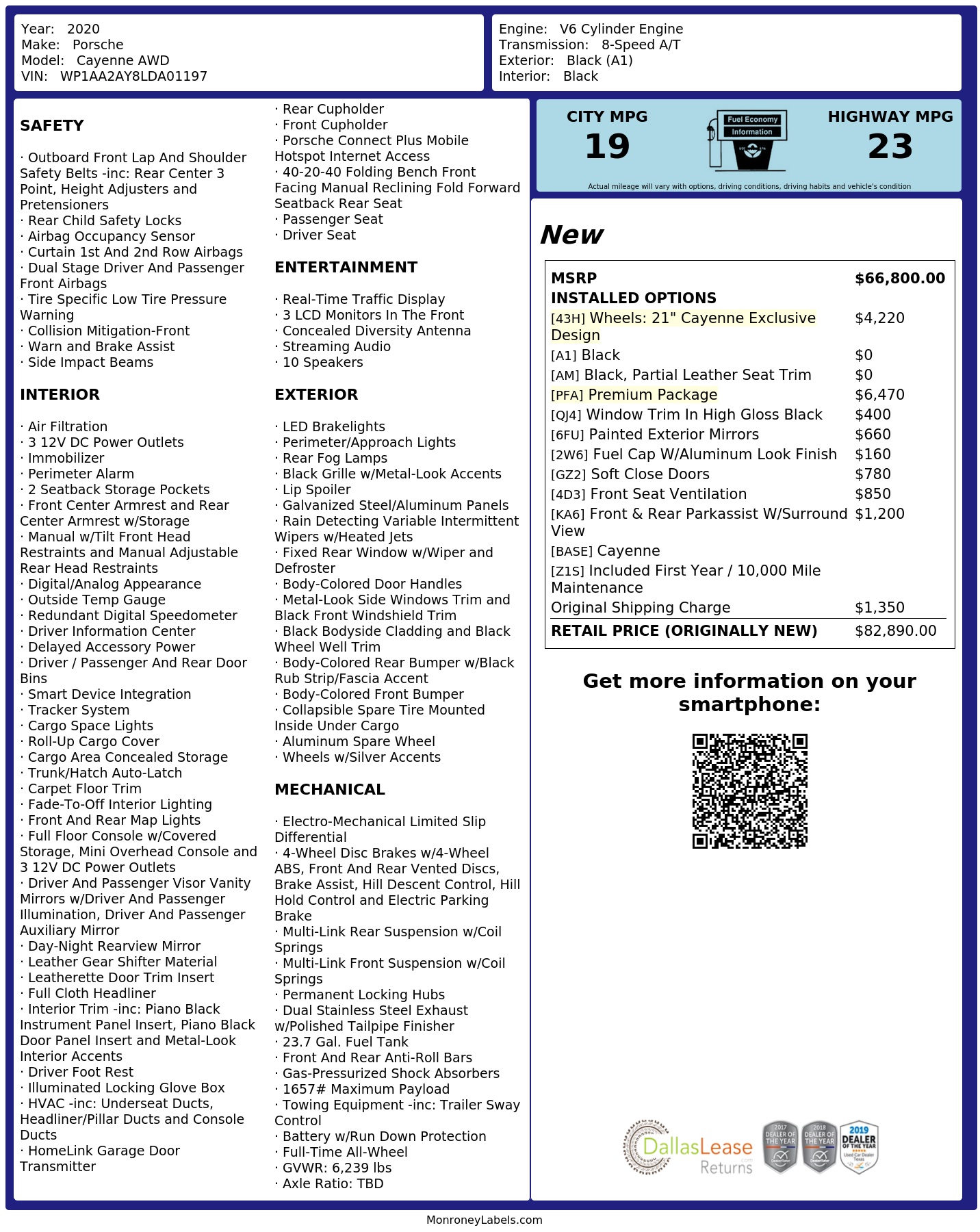 Monroney Label