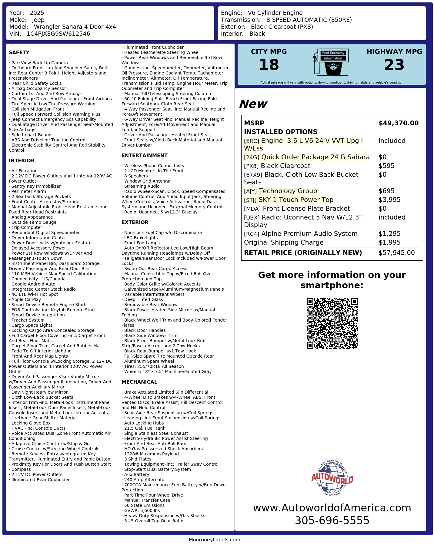Monroney Label