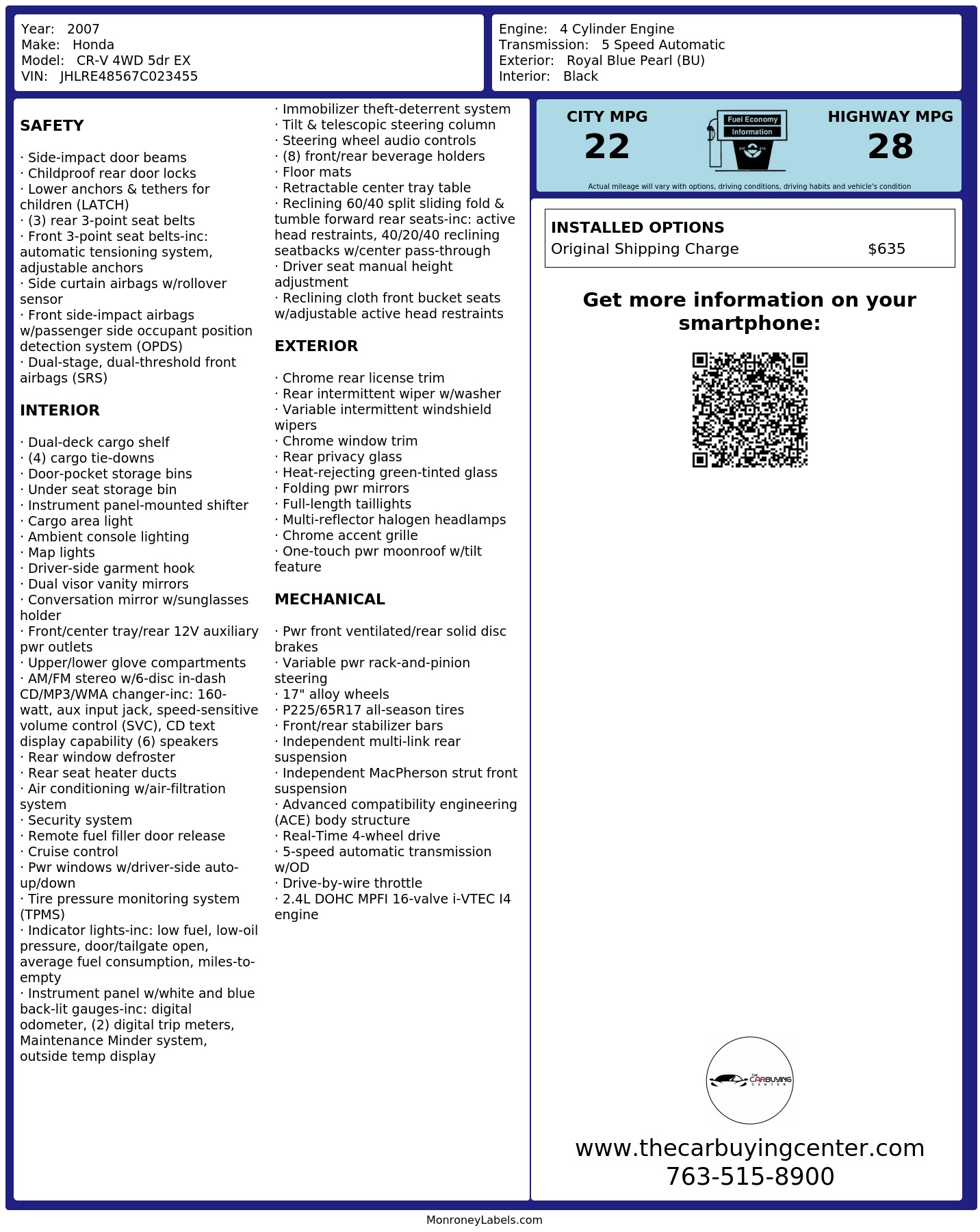 Monroney Label
