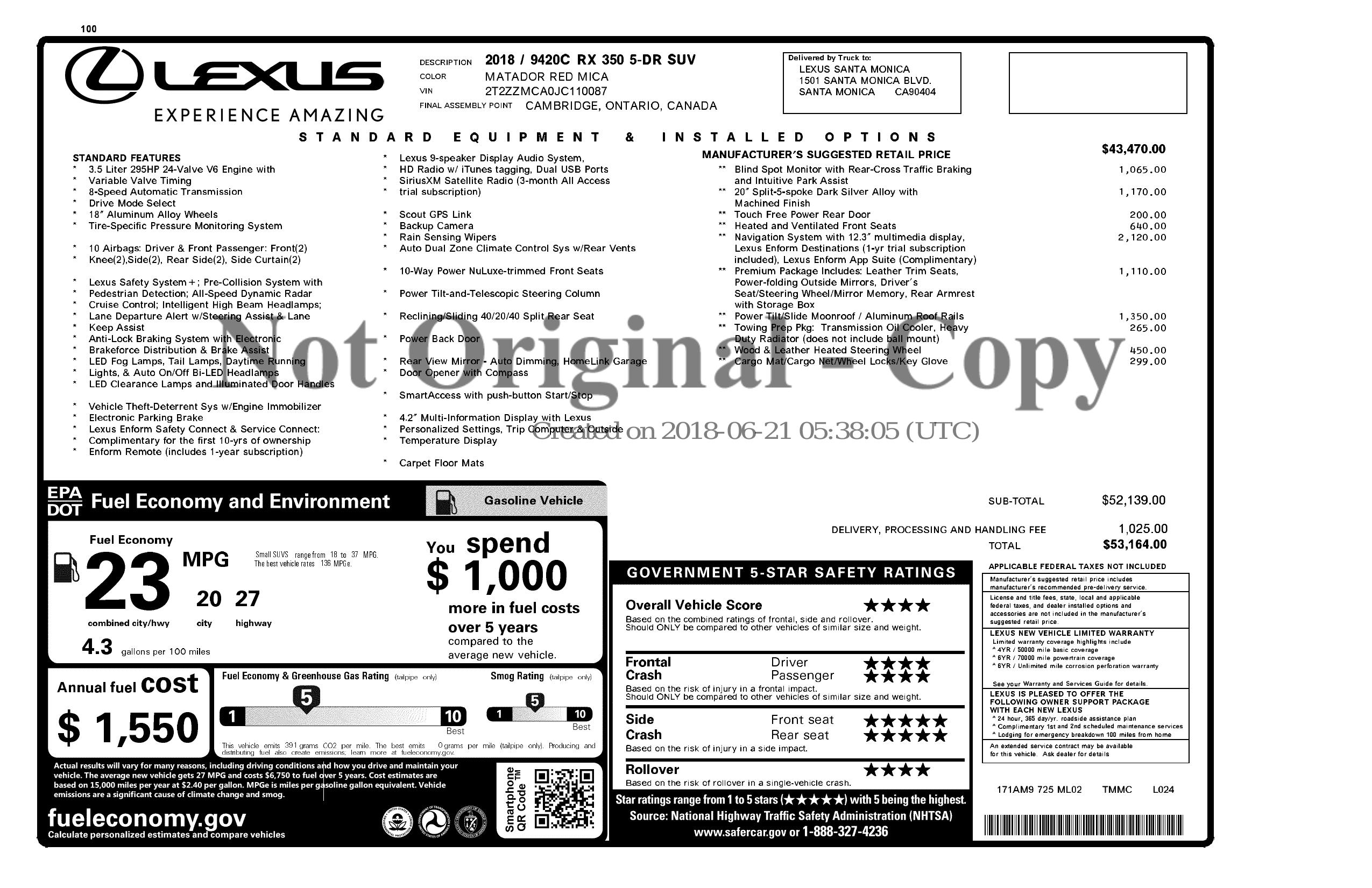 Monroney Label