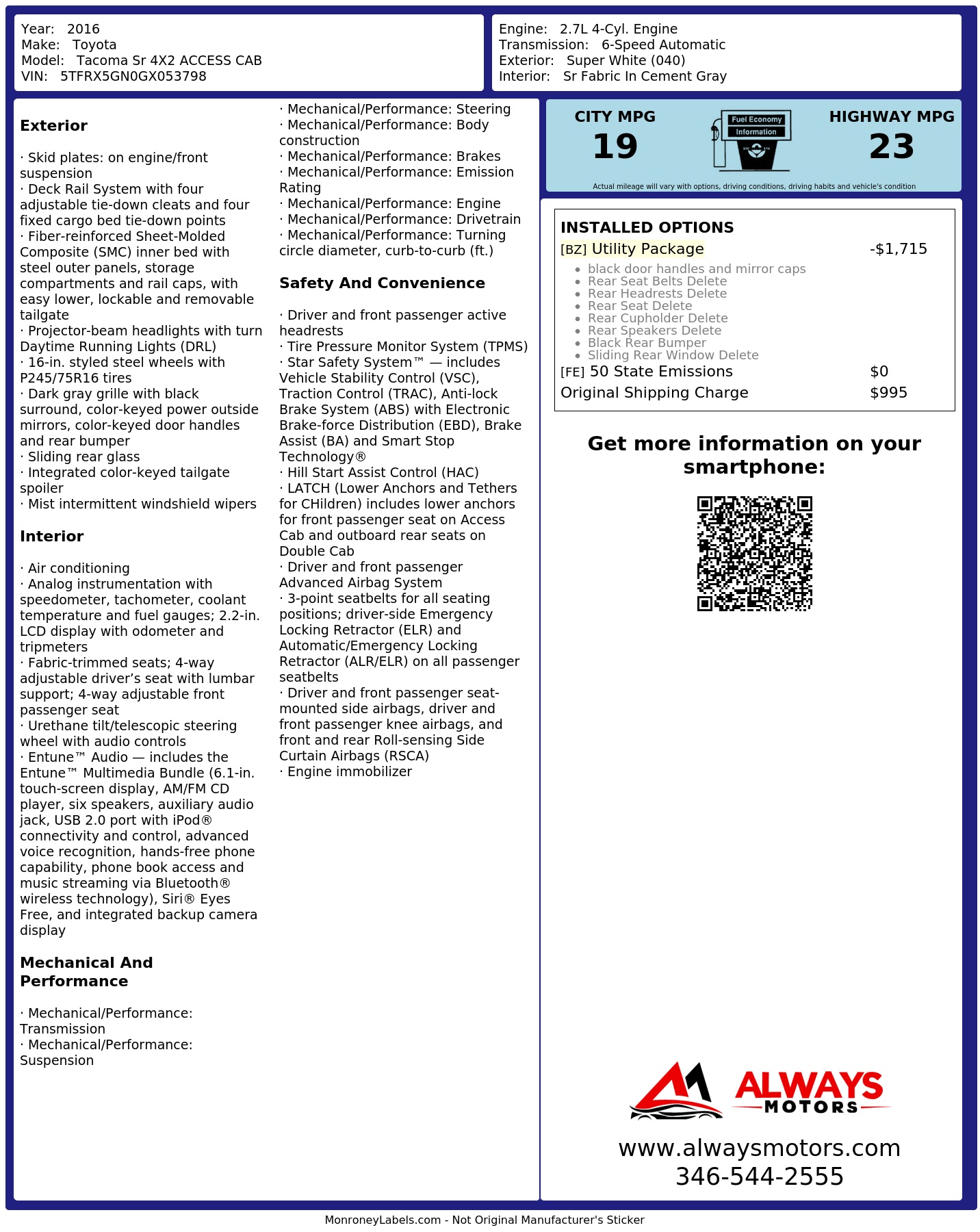 Monroney Label