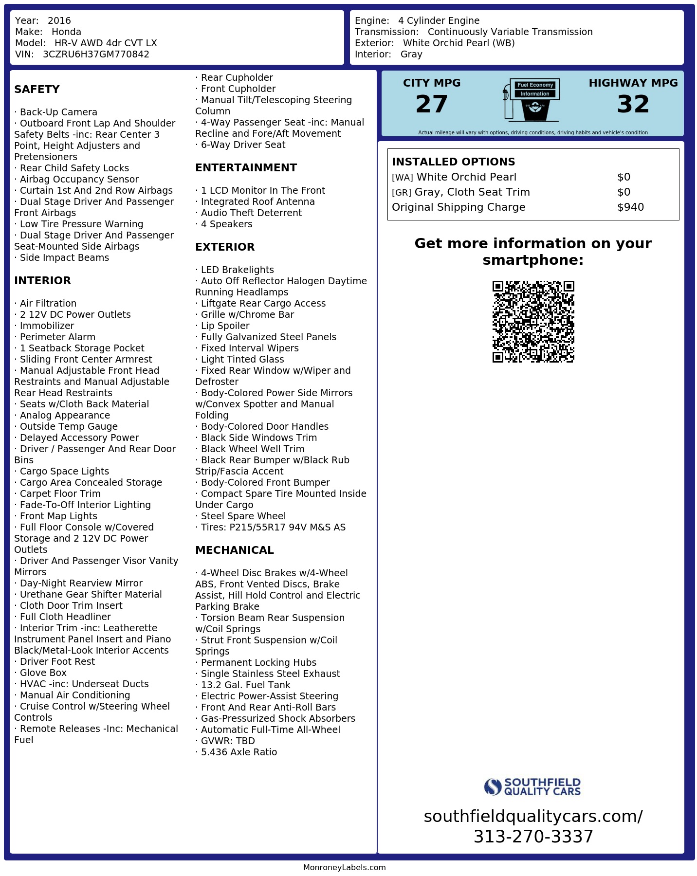 Monroney Label