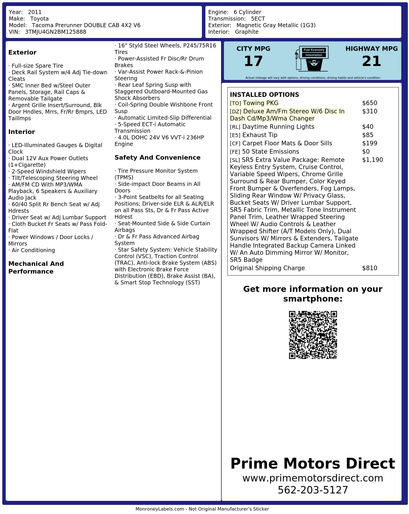 Monroney Label