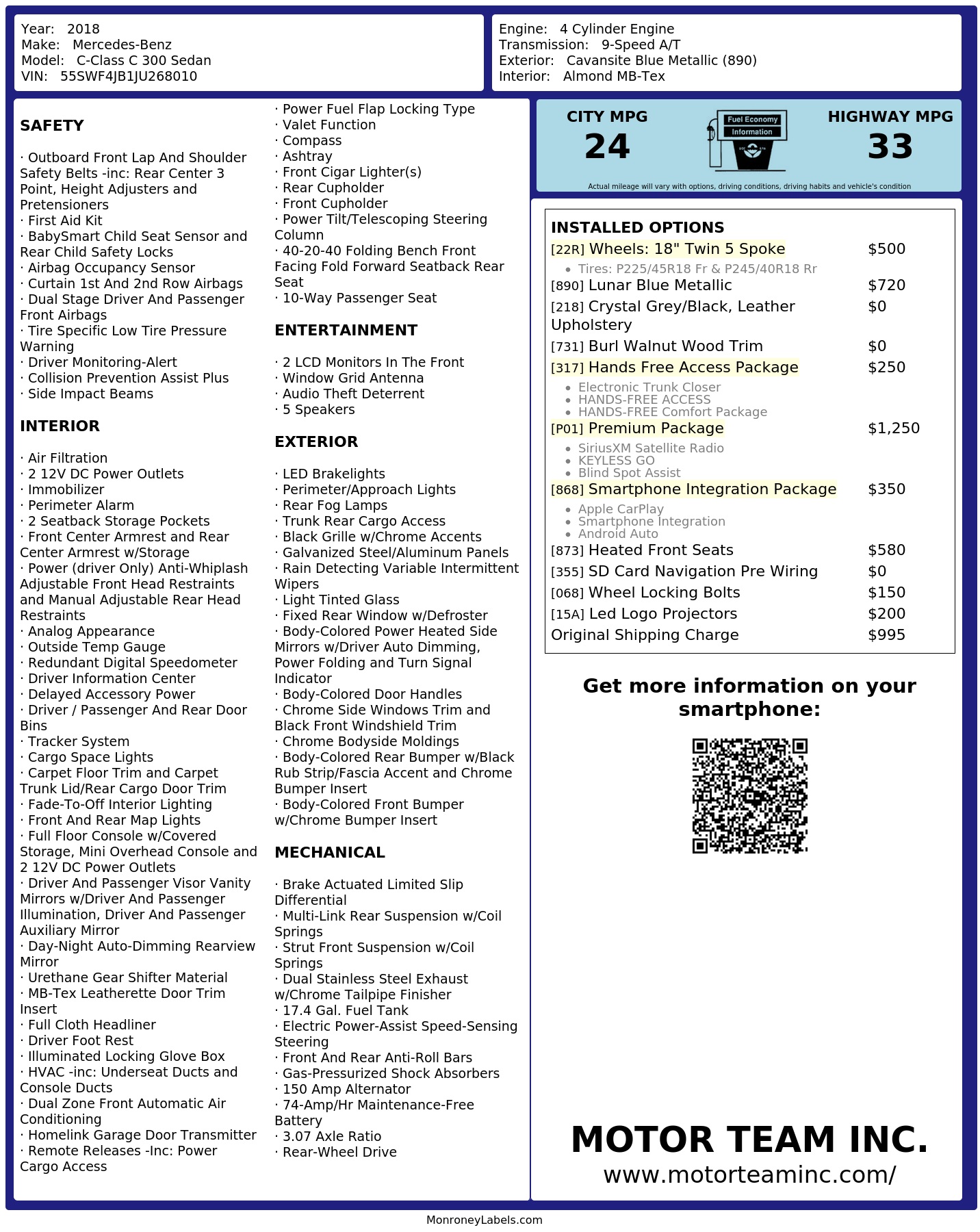 Monroney Label