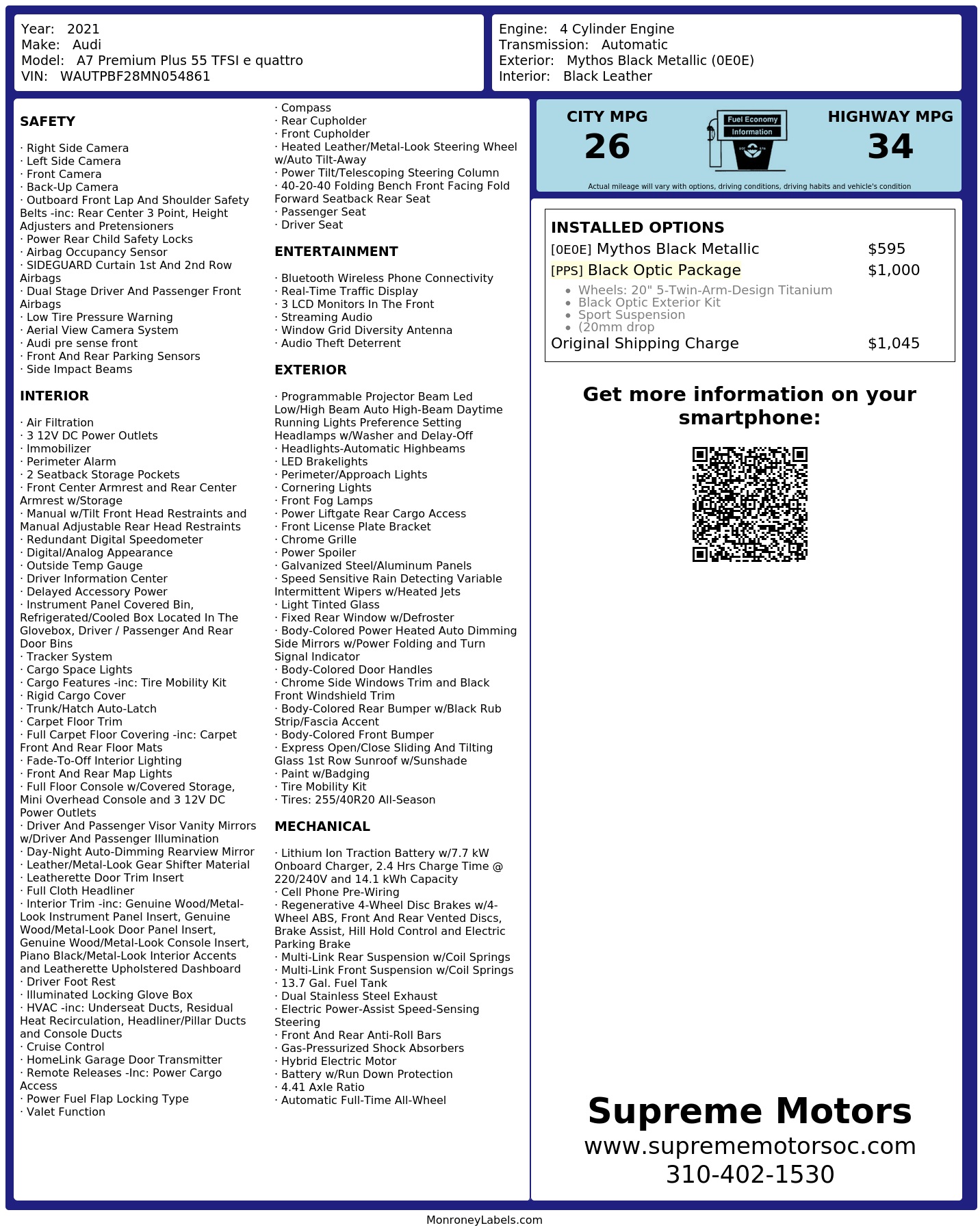 Monroney Label