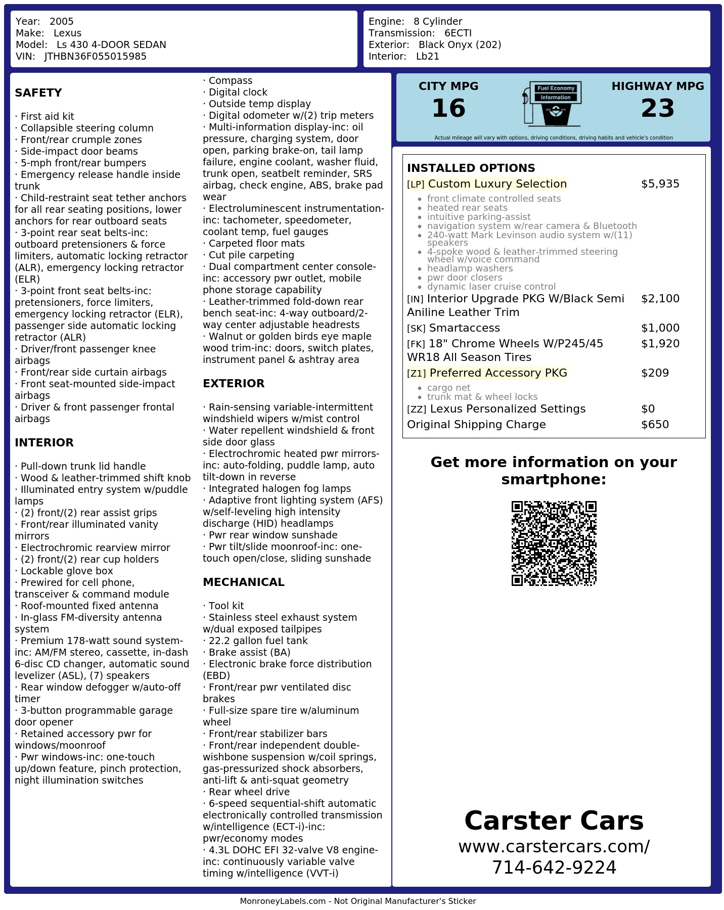 Monroney Label