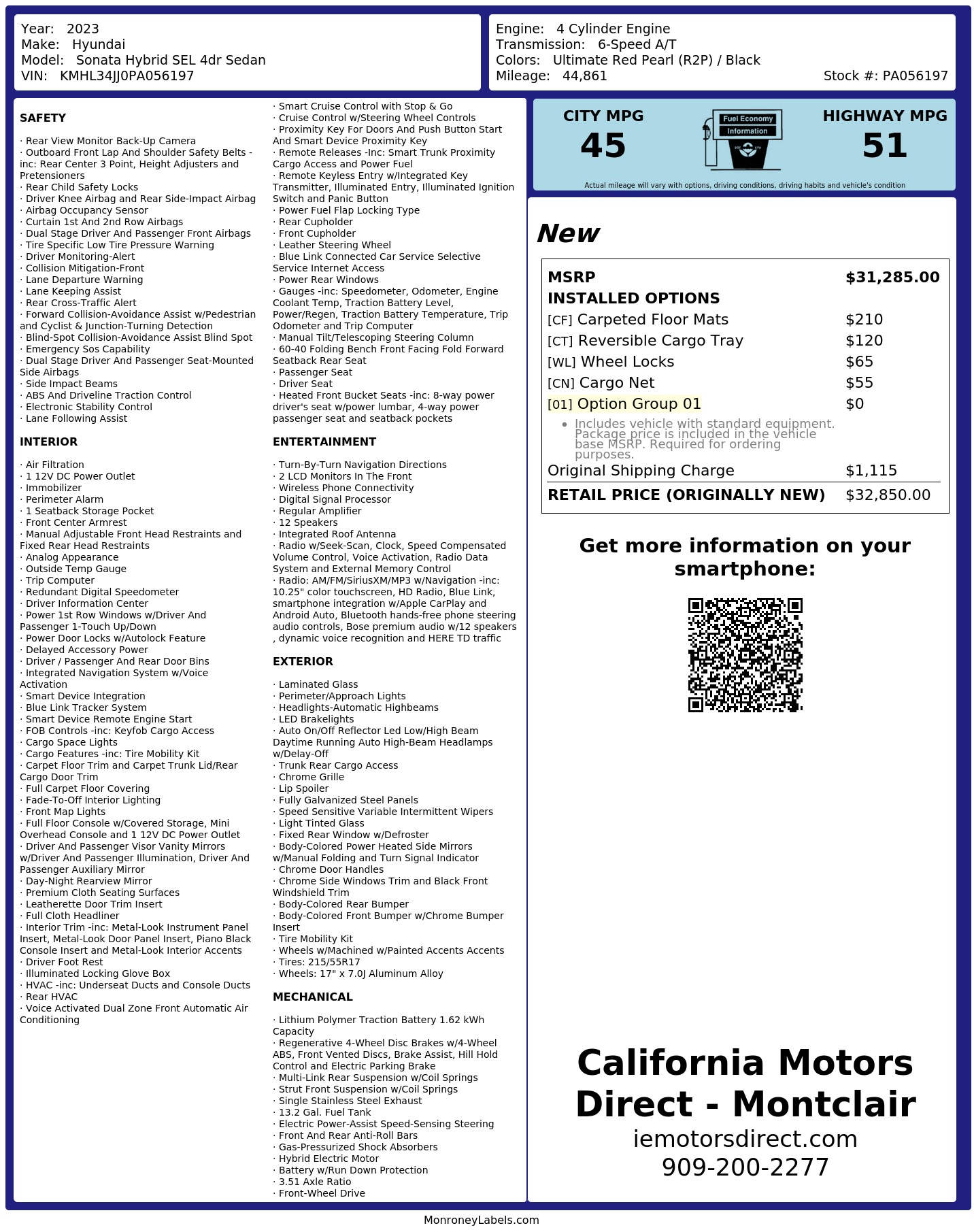 Monroney Label
