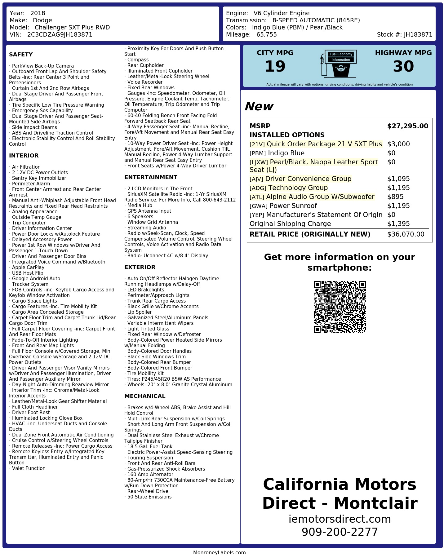 Monroney Label