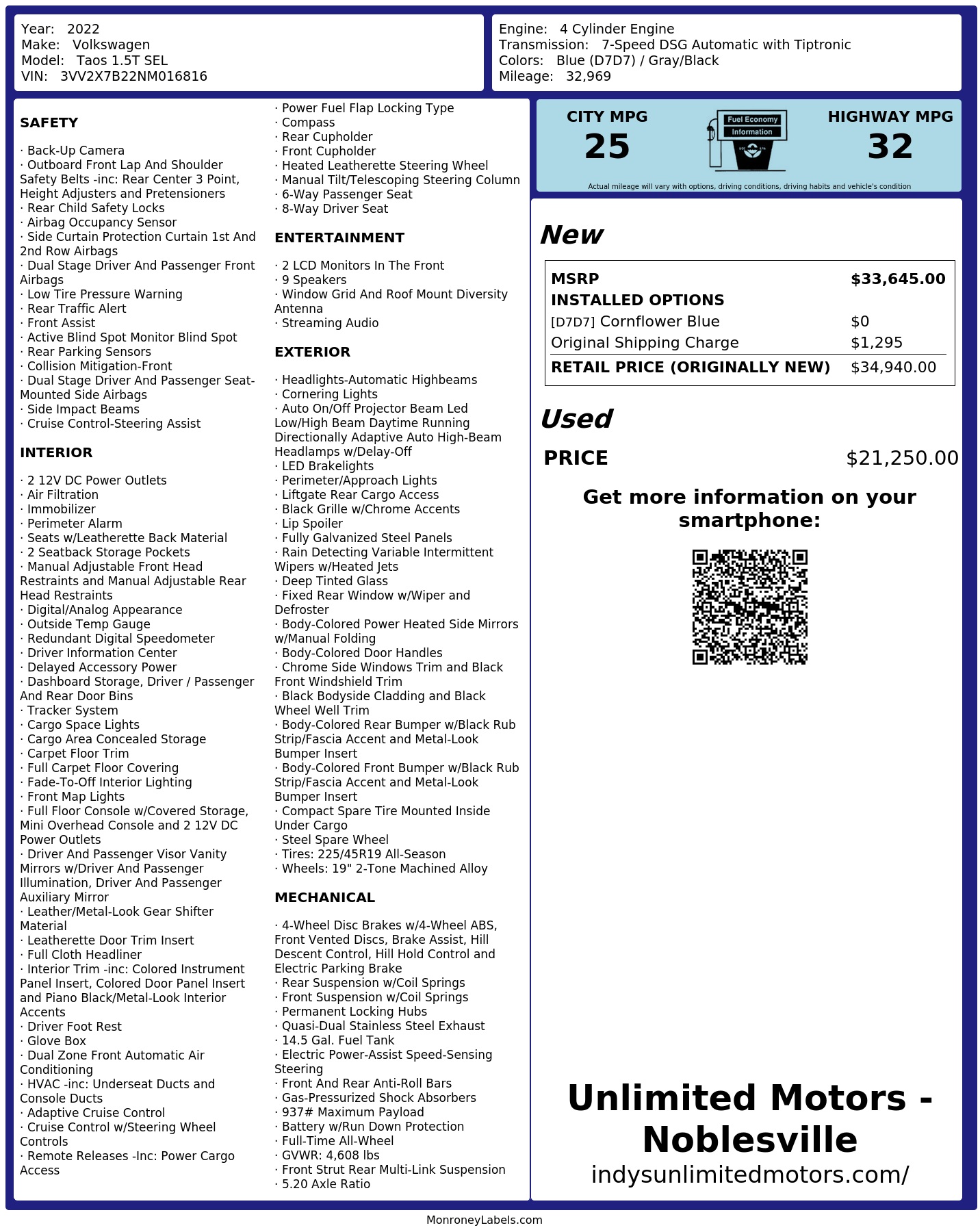 Monroney Label