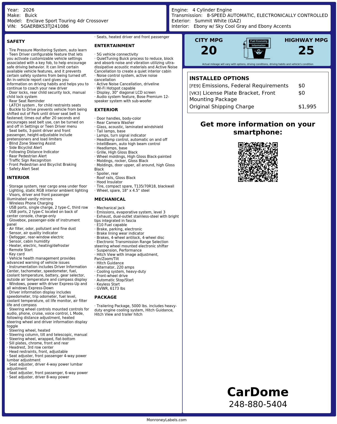 Monroney Label