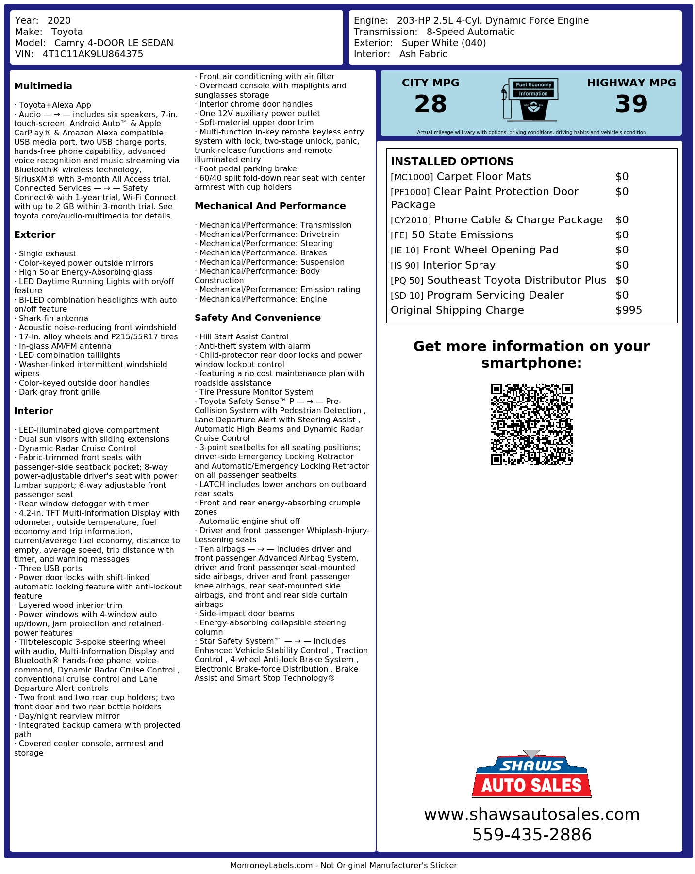 Monroney Label