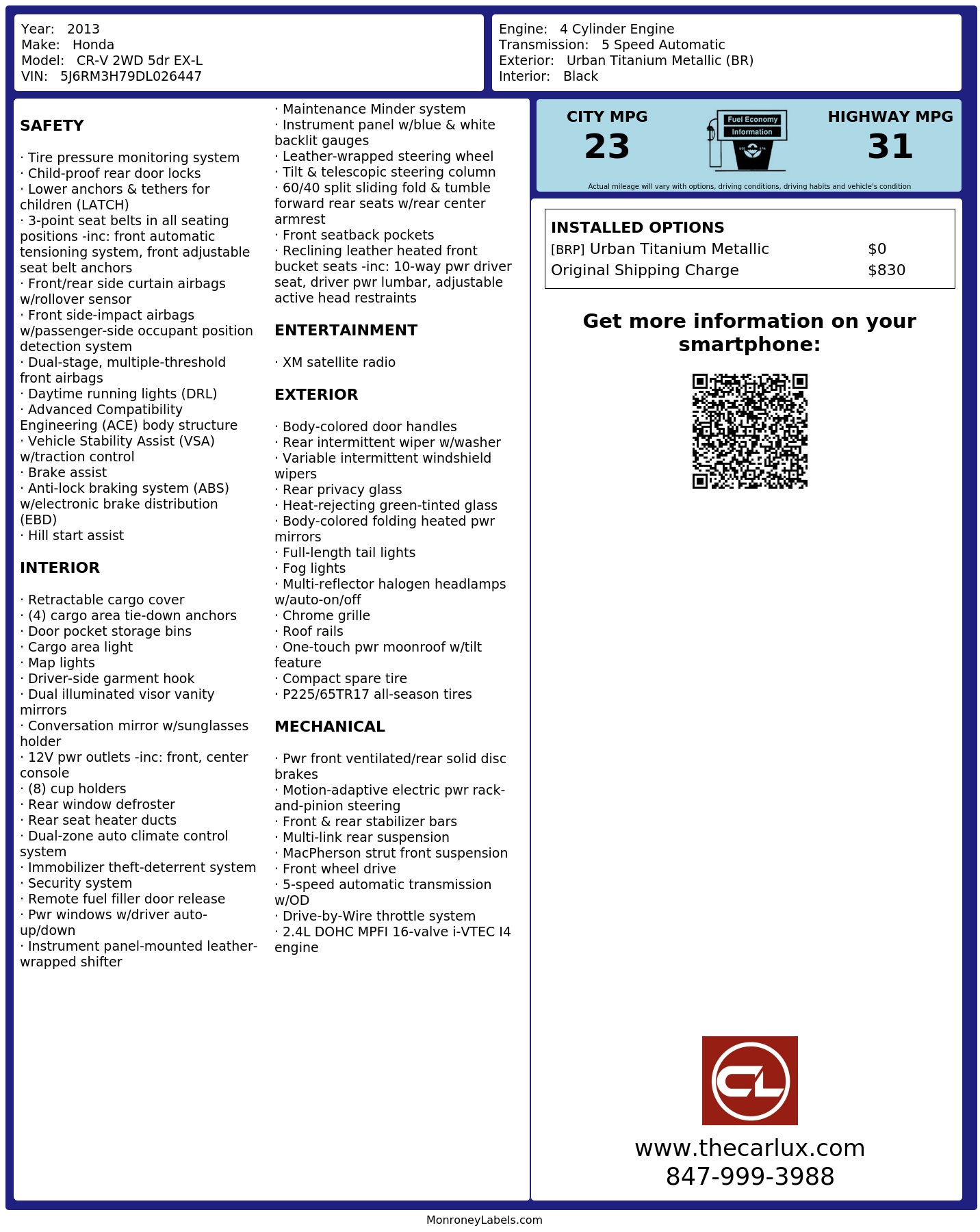 Monroney Label