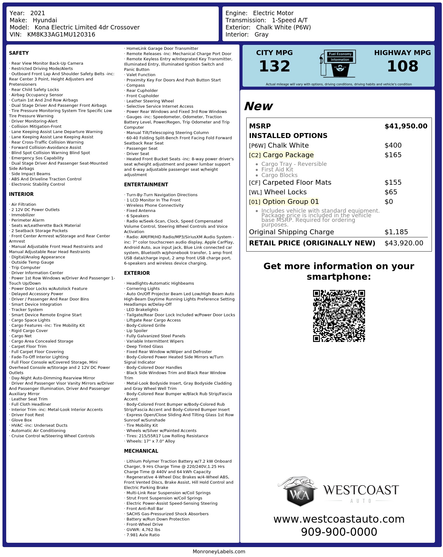 Monroney Label