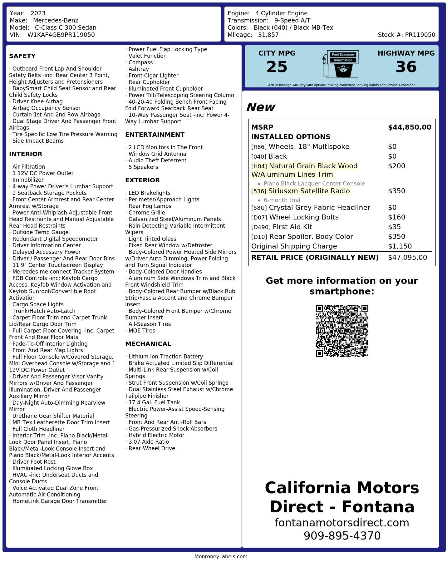 Monroney Label