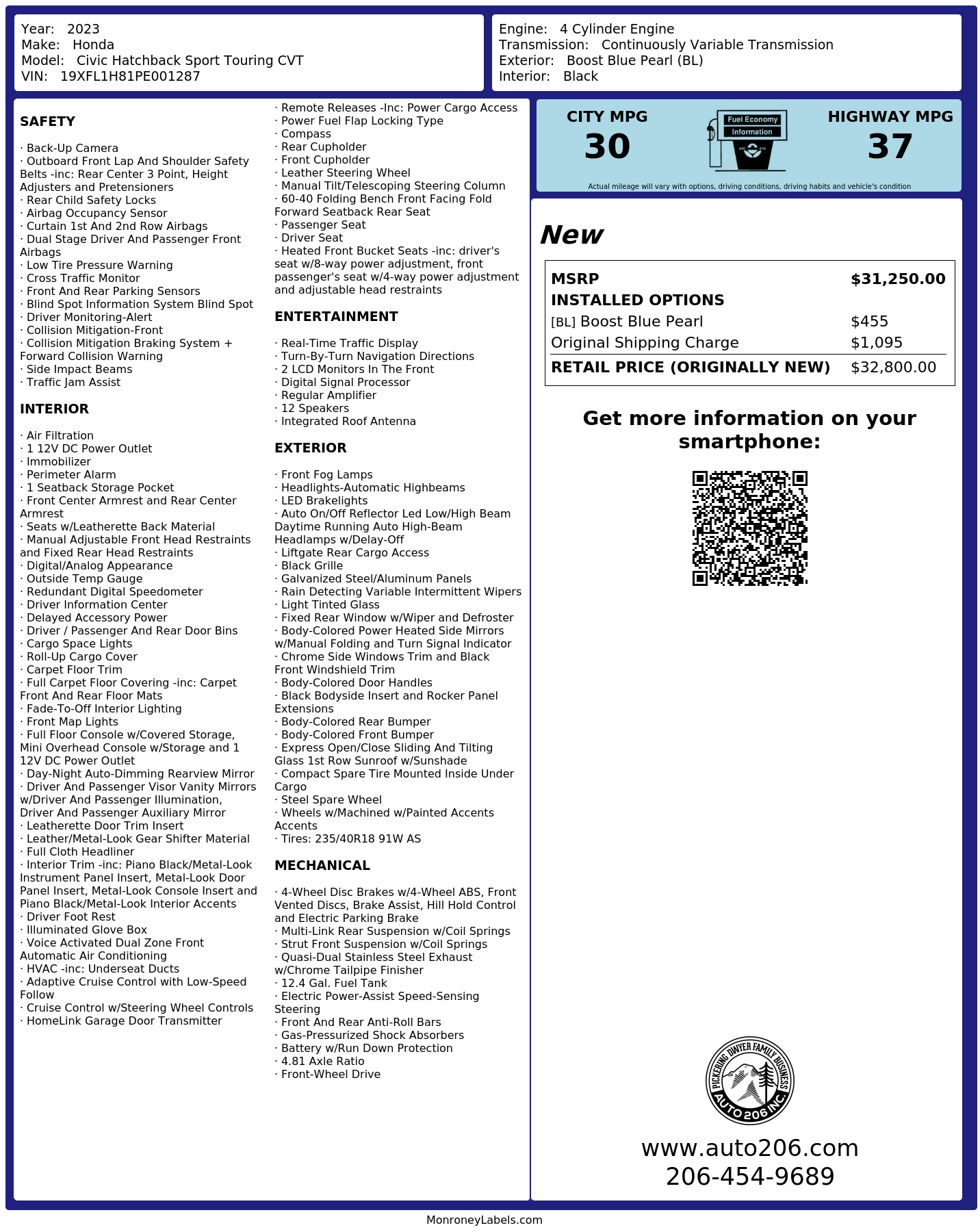 Monroney Label