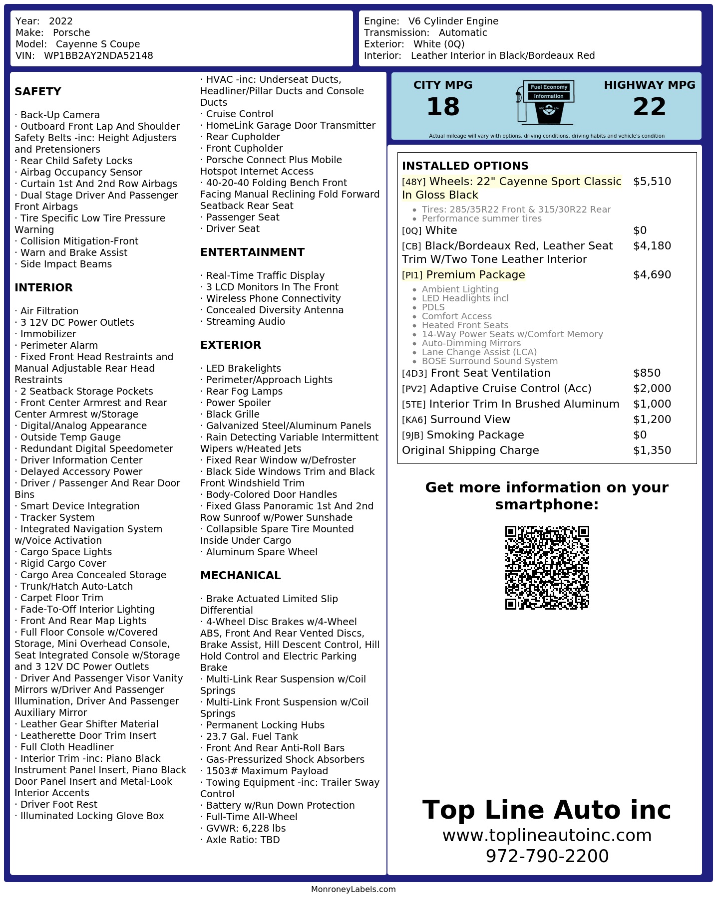 Monroney Label