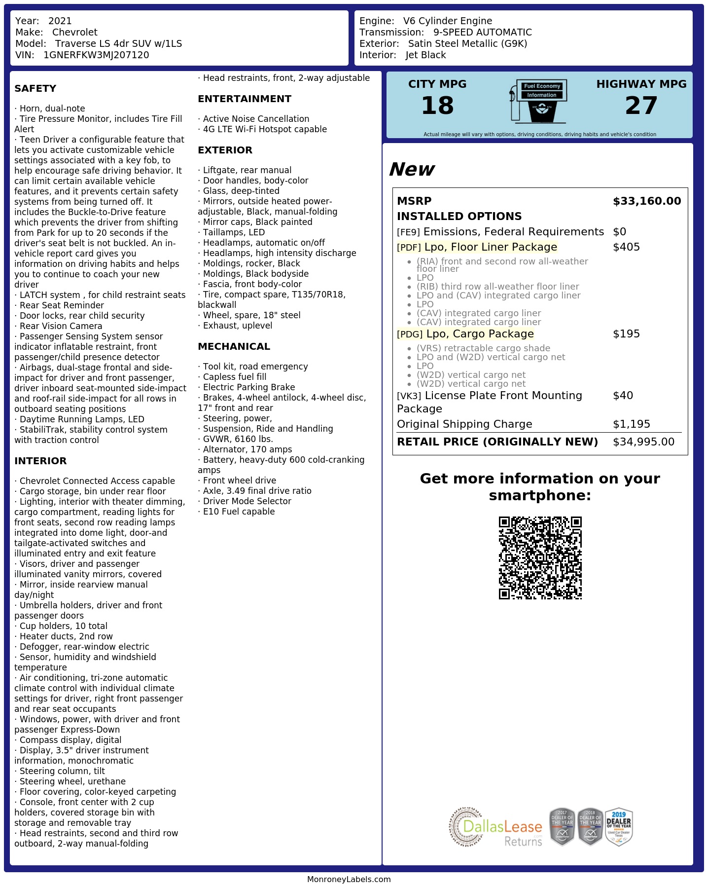 Monroney Label