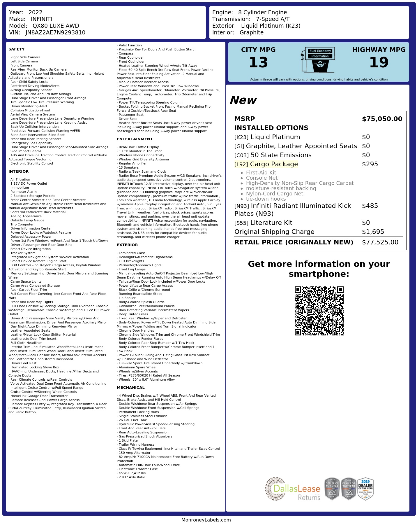 Monroney Label