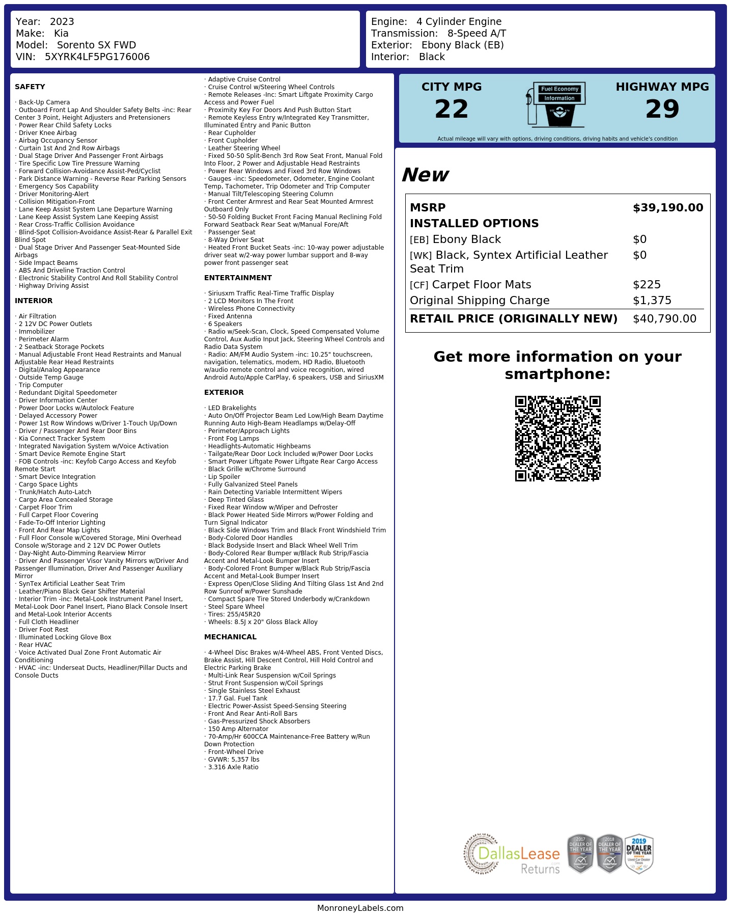 Monroney Label