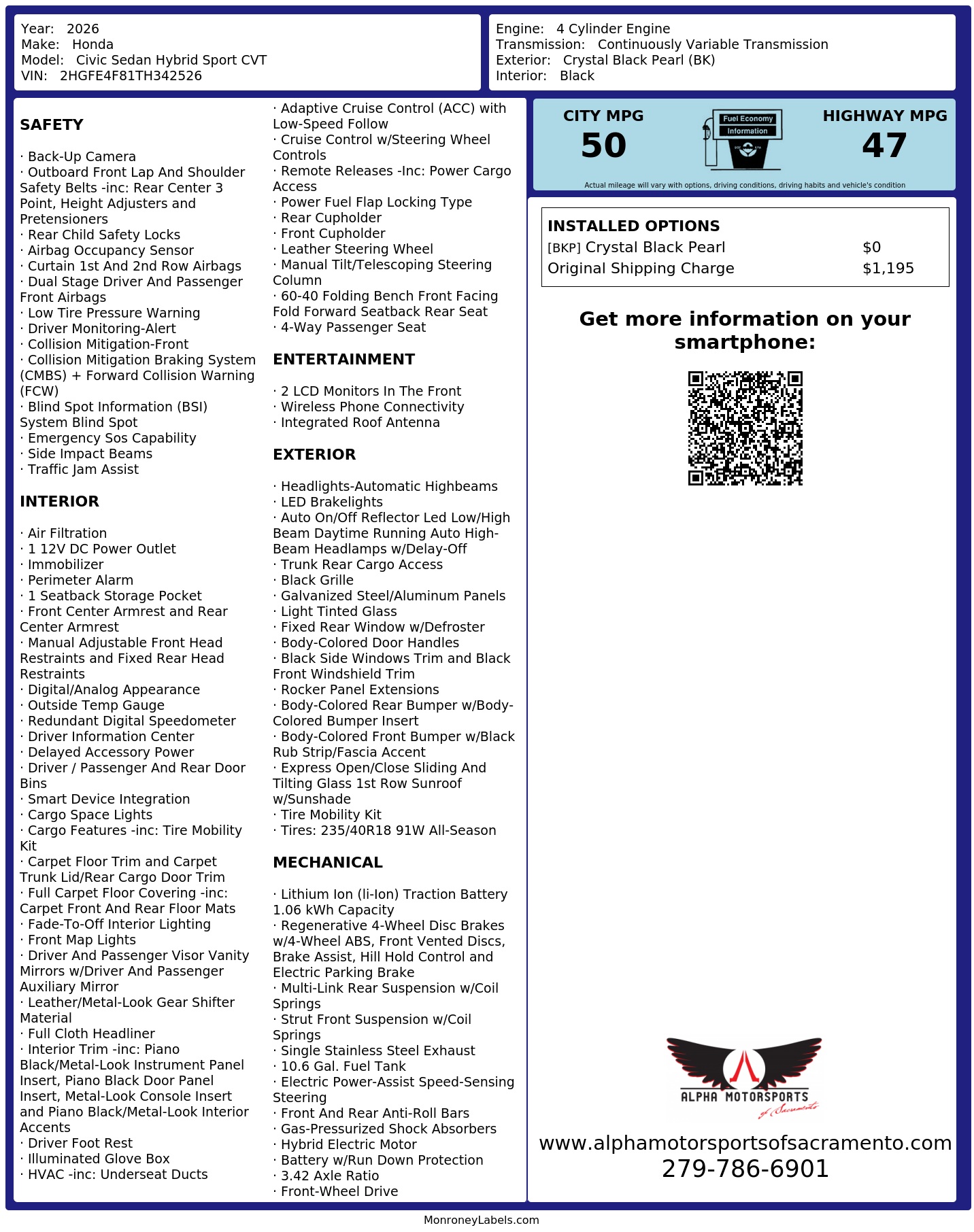 Monroney Label
