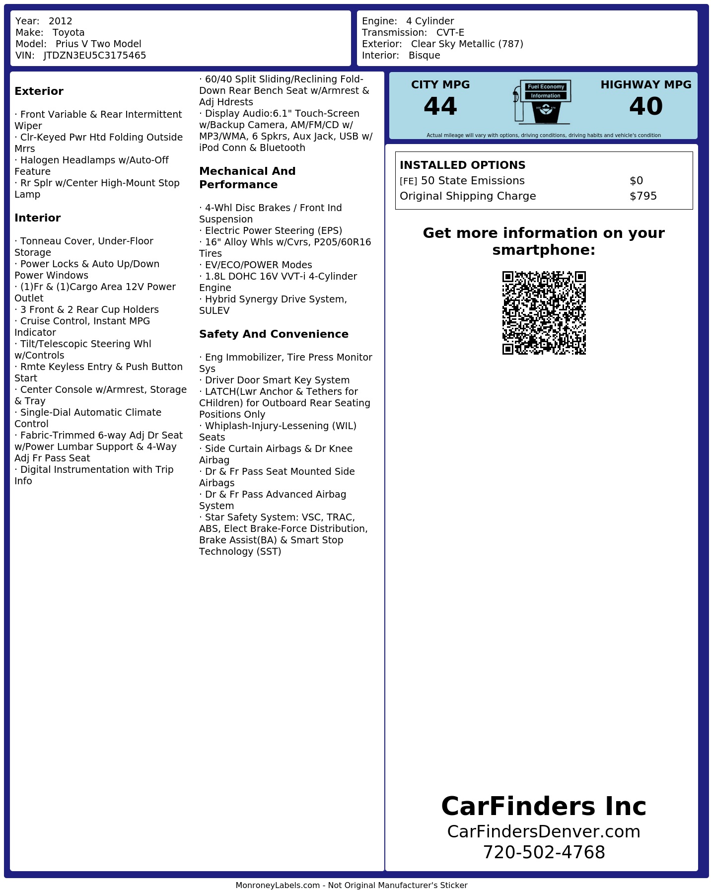 Monroney Label
