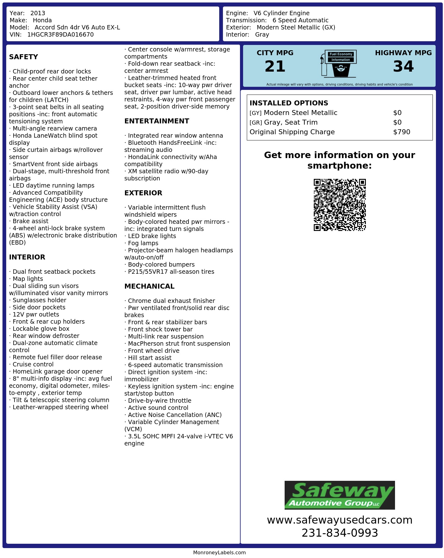 Monroney Label