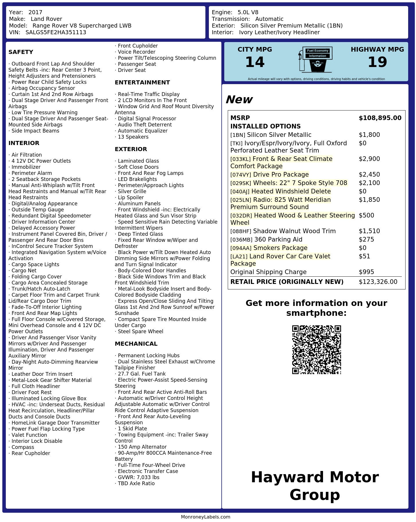 Monroney Label