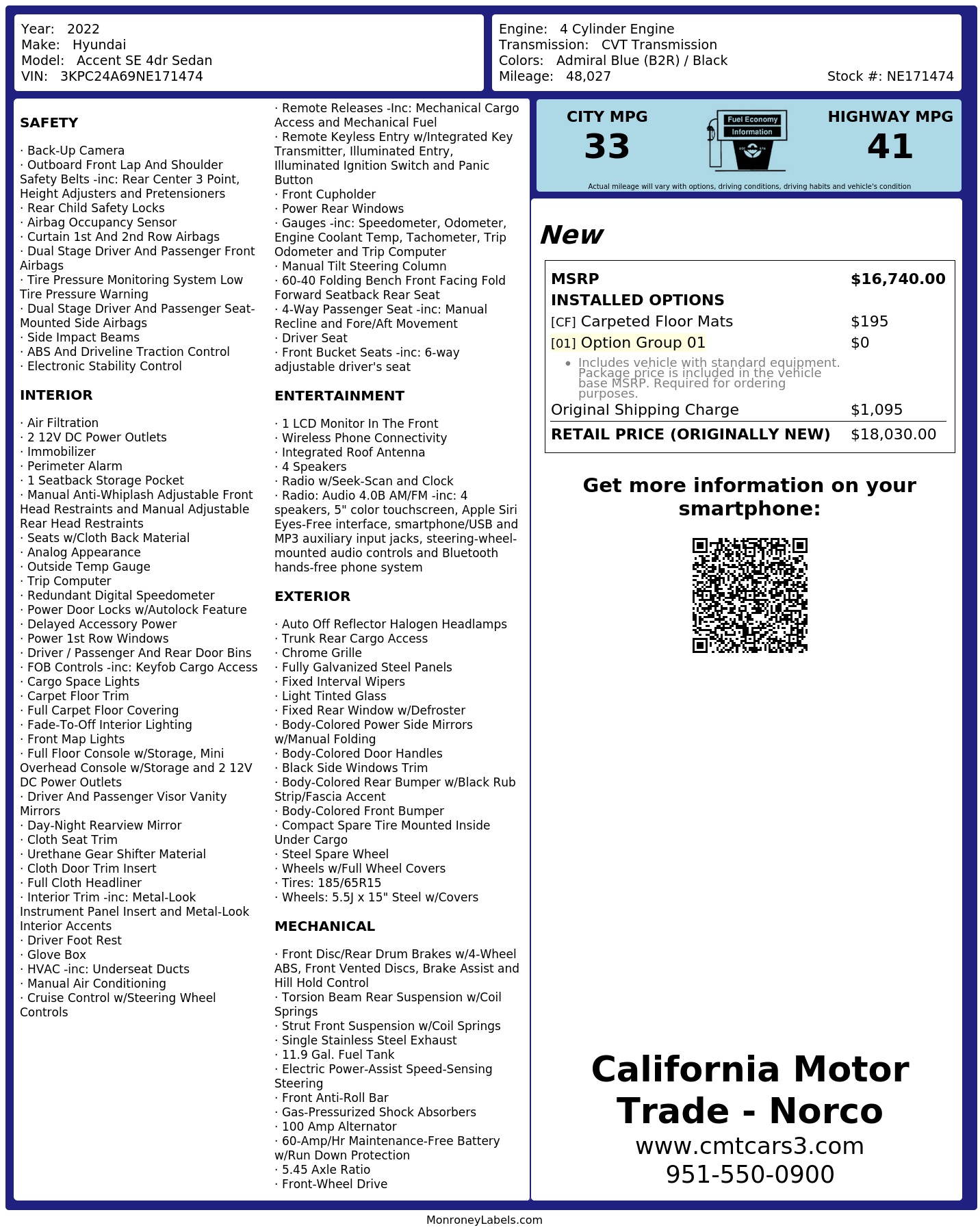 Monroney Label