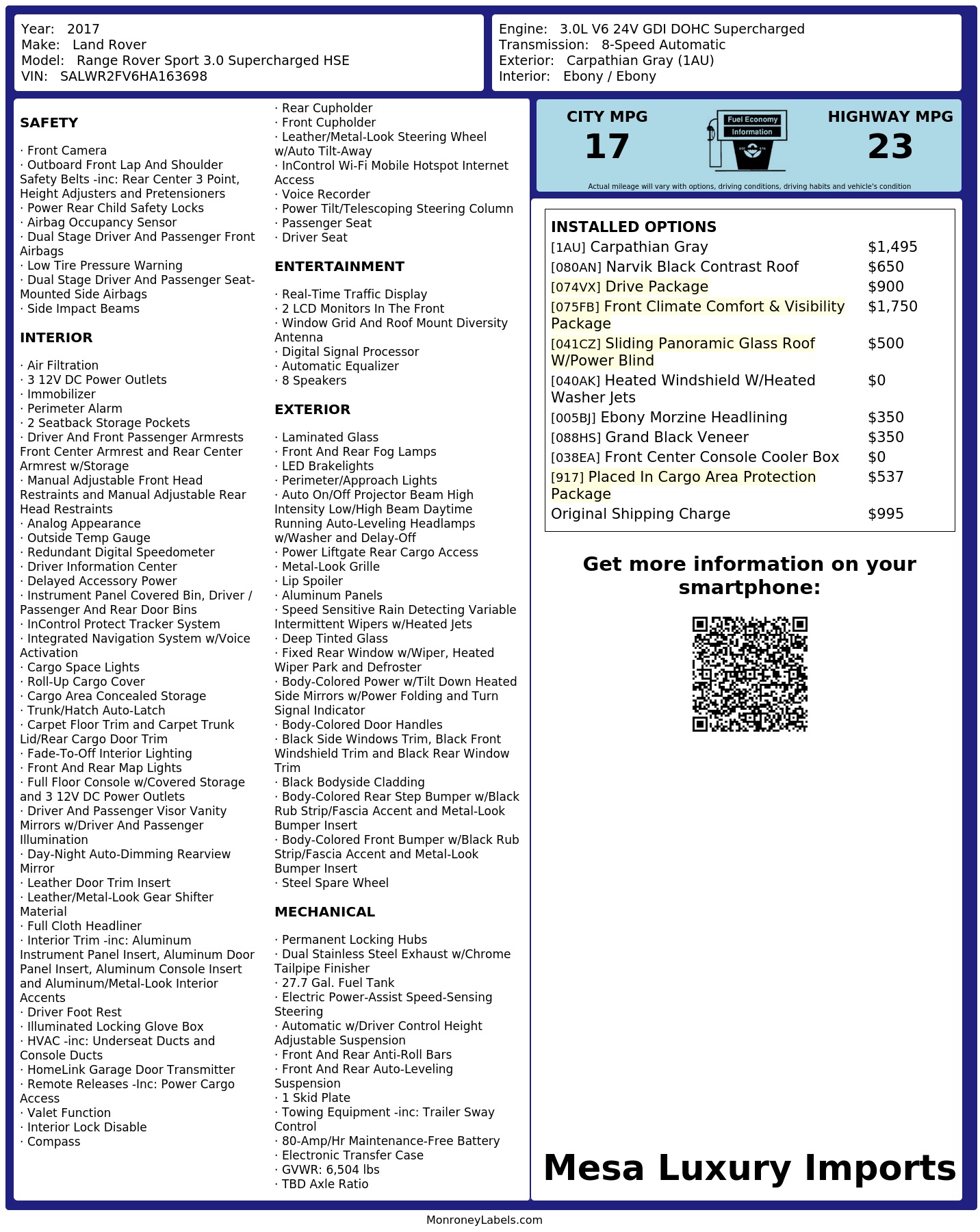 Monroney Label