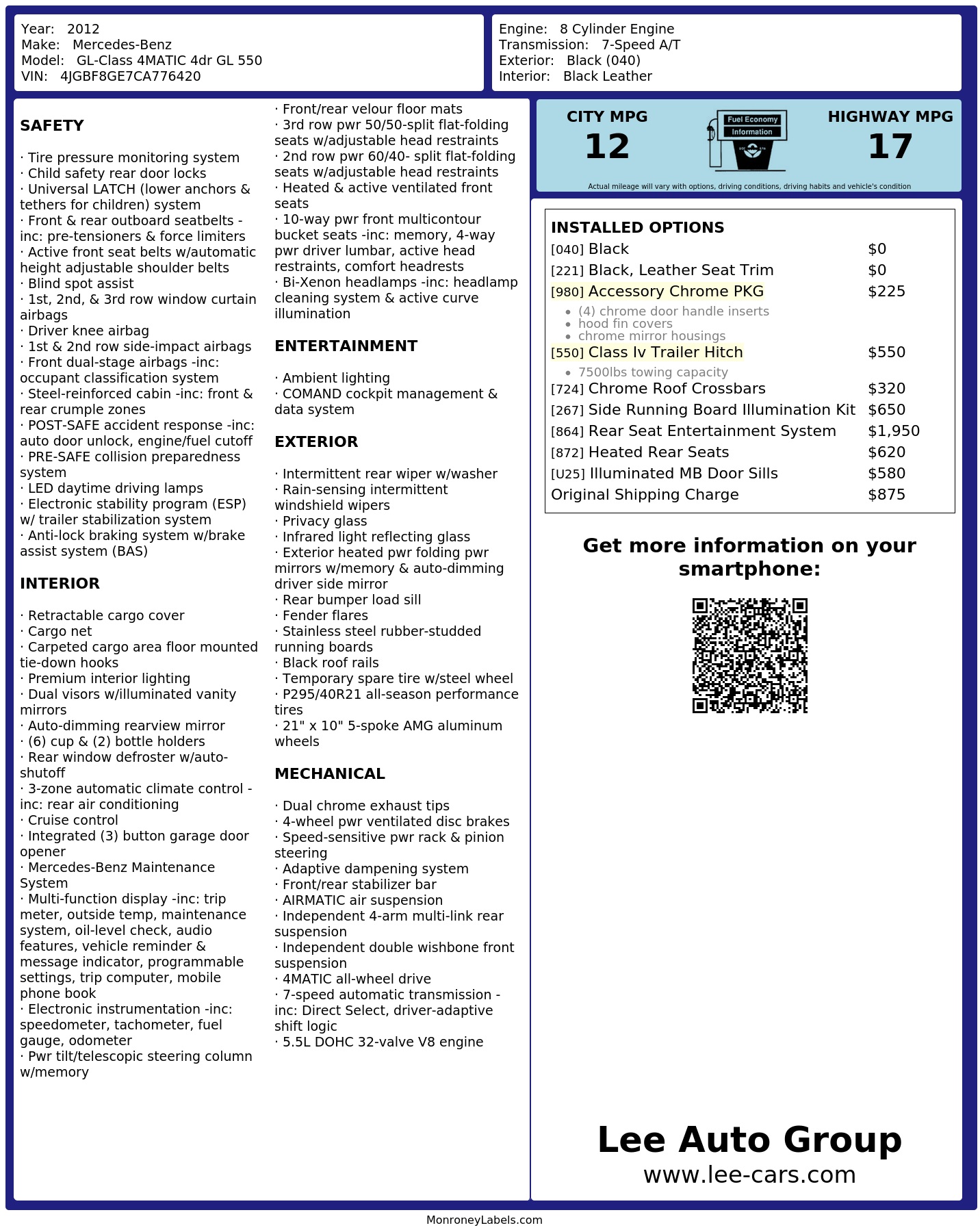 Monroney Label