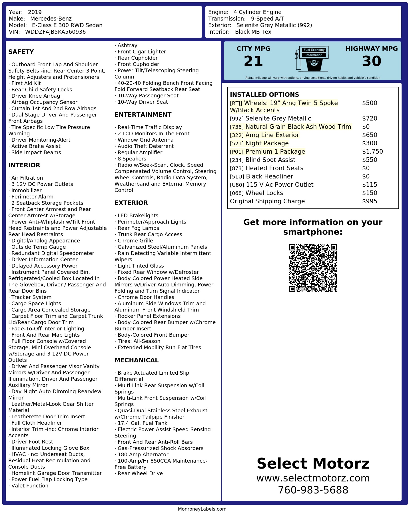 Monroney Label