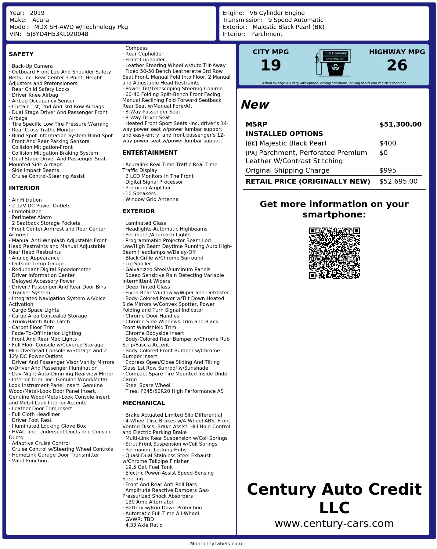 Monroney Label