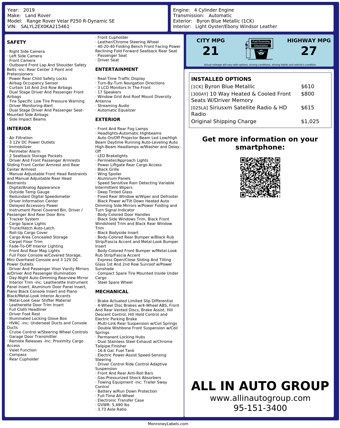 Monroney Label