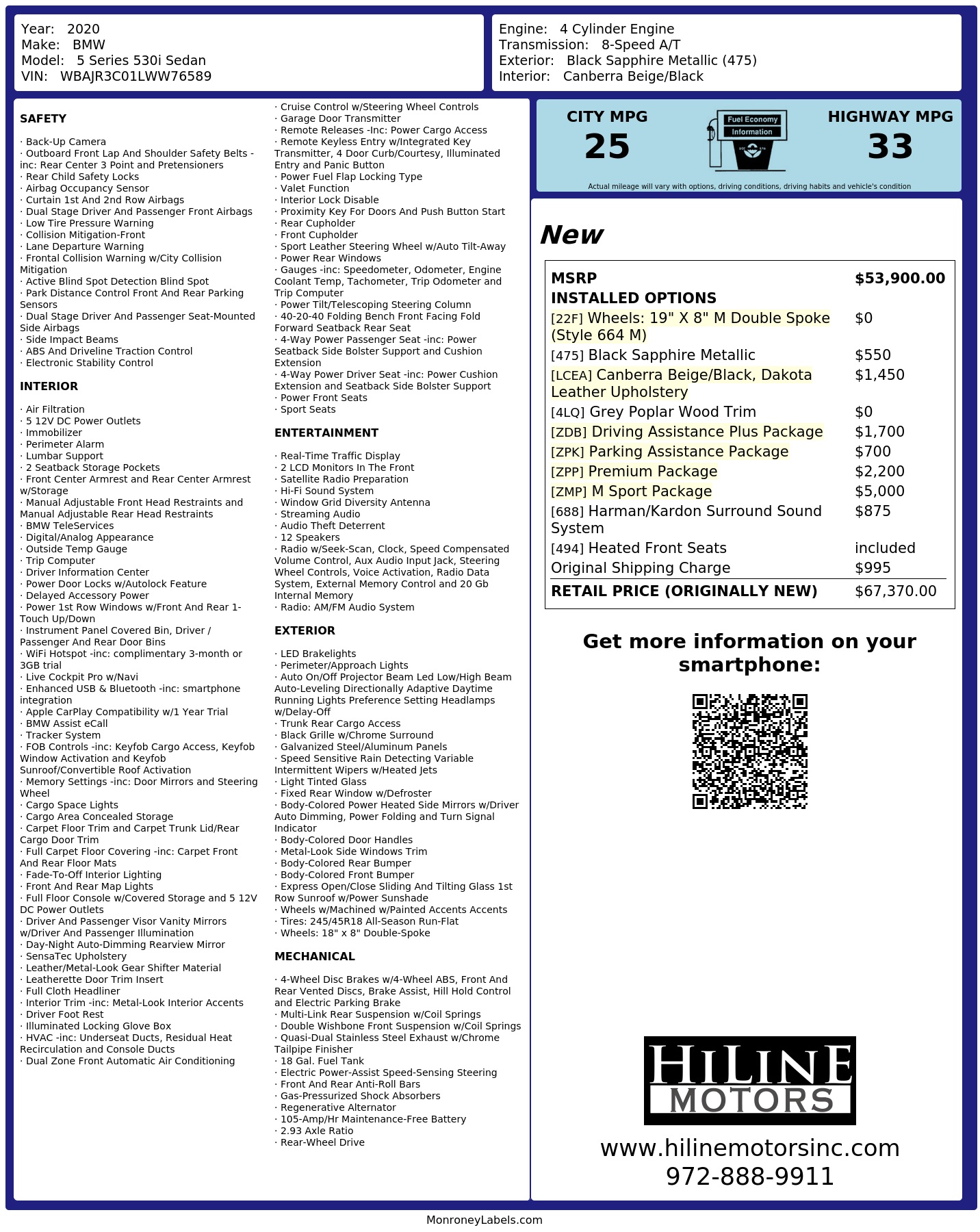 Monroney Label