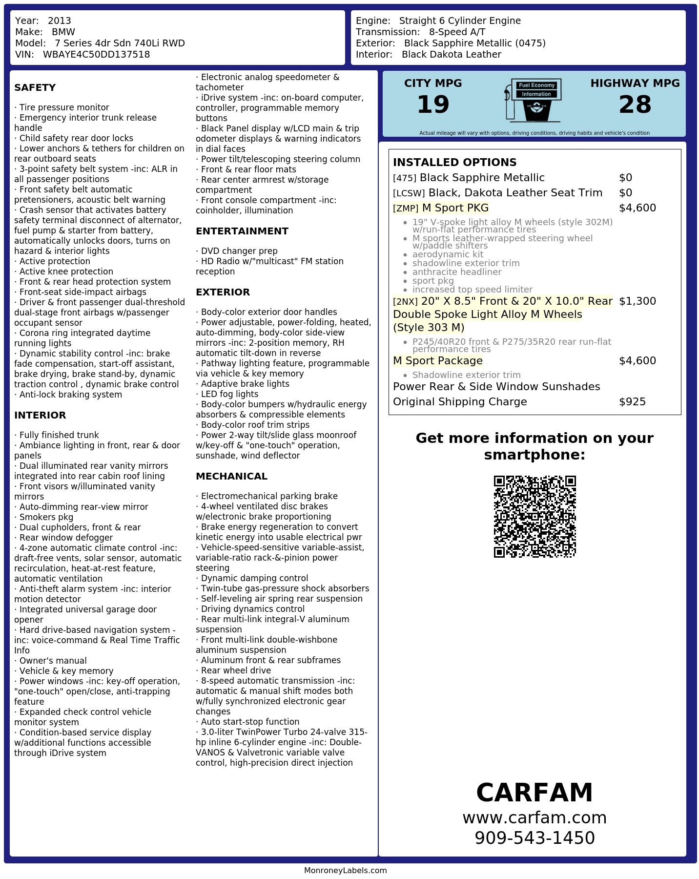 Monroney Label