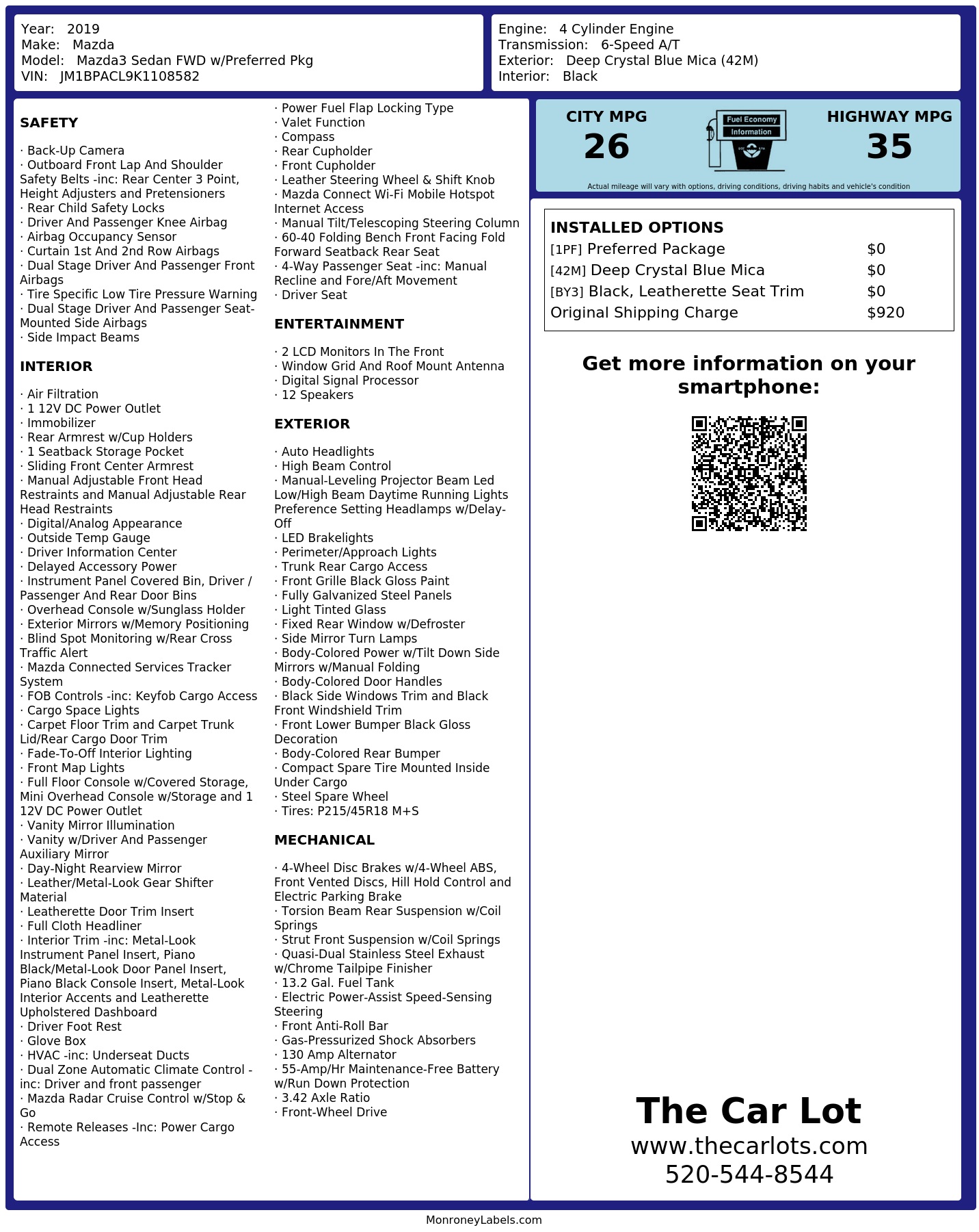 Monroney Label