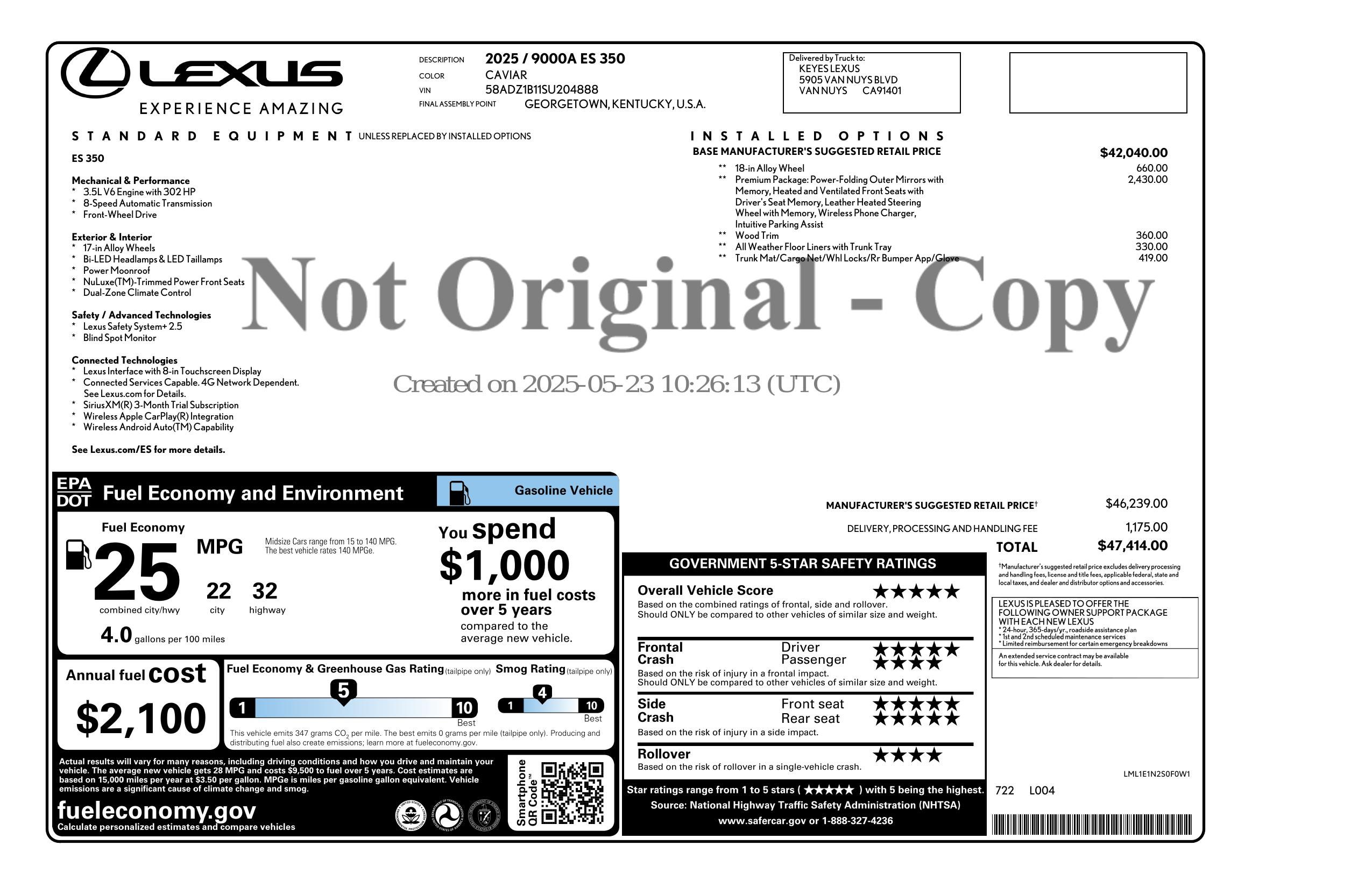 Monroney Label