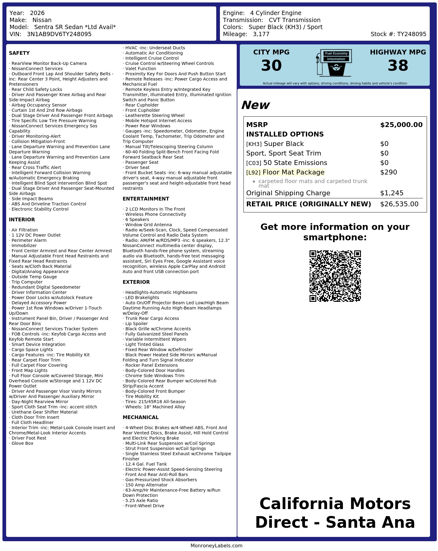 Monroney Label