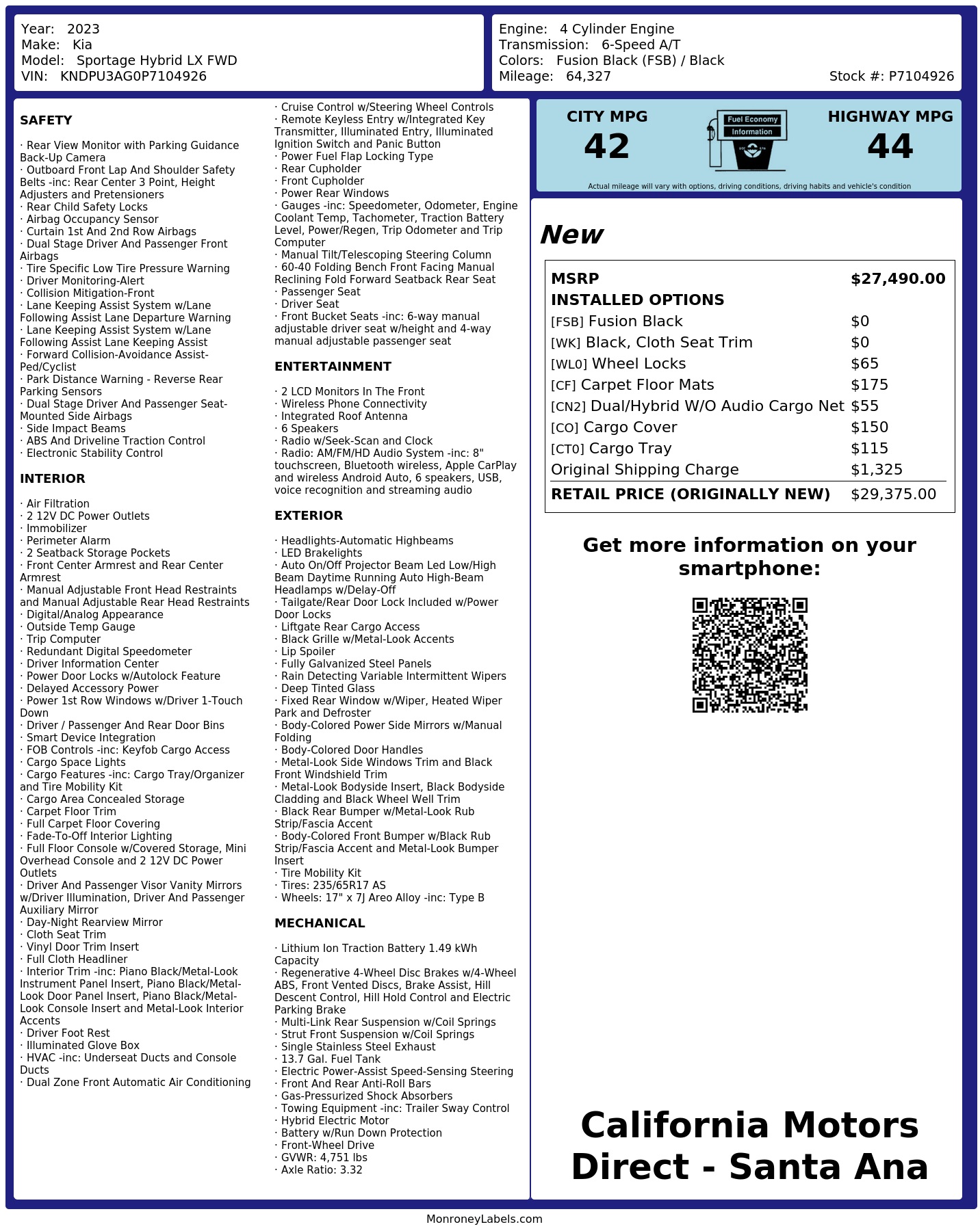 Monroney Label