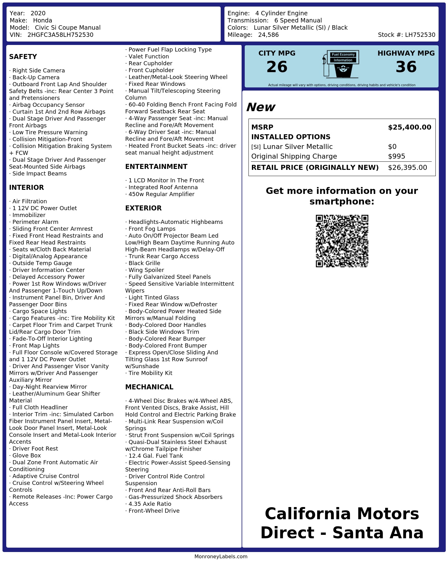 Monroney Label