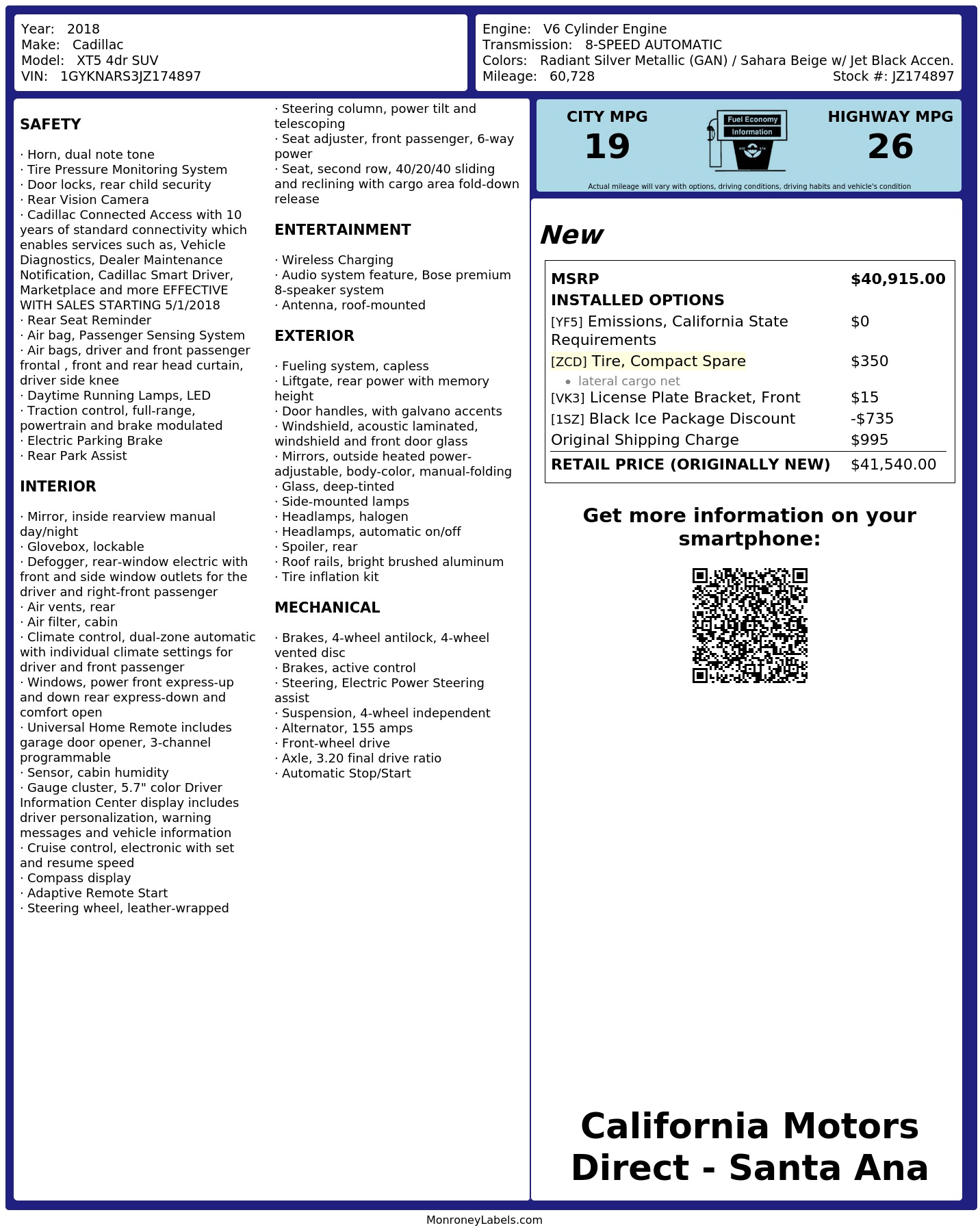 Monroney Label